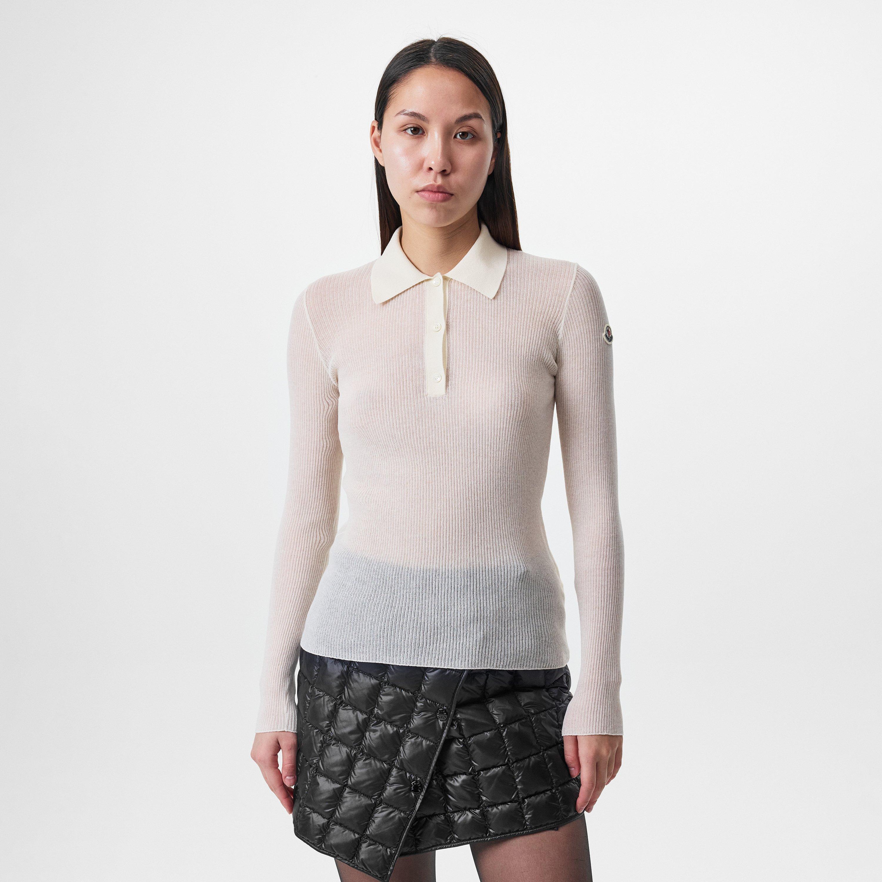 White 035 - Moncler - Long Sleeve Logo Polo Shirt - 3