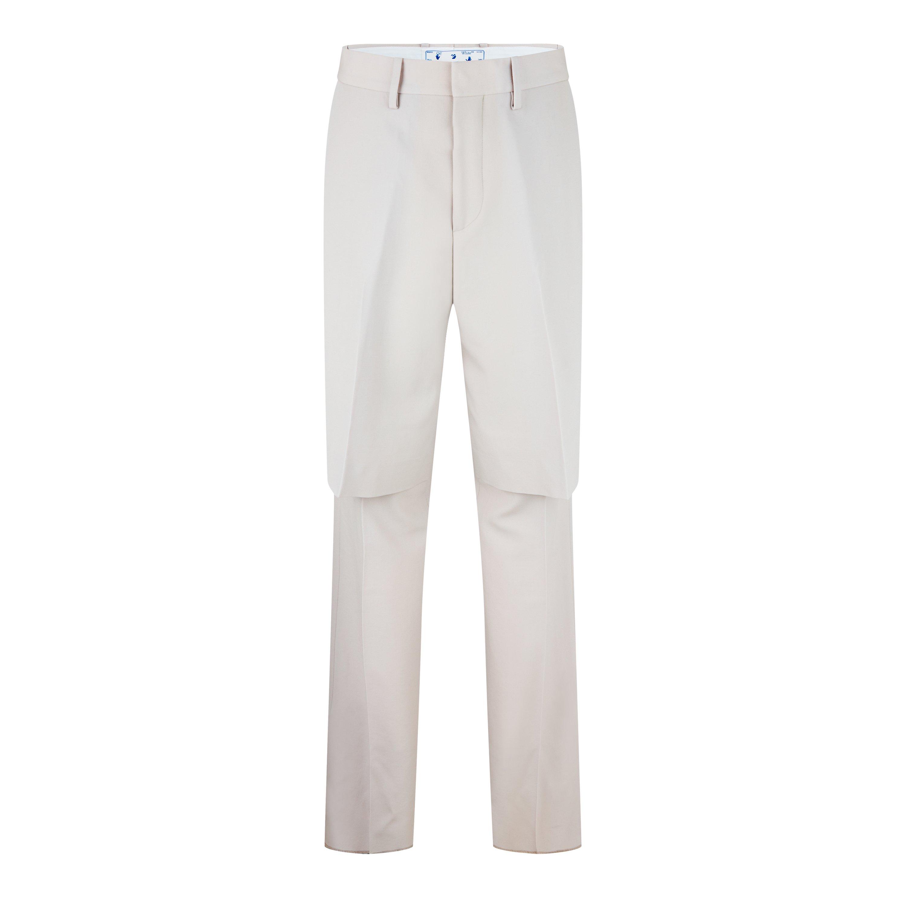 Bone - Off White - Men's Double Layer Straight Trousers with Unique Detailing - 1