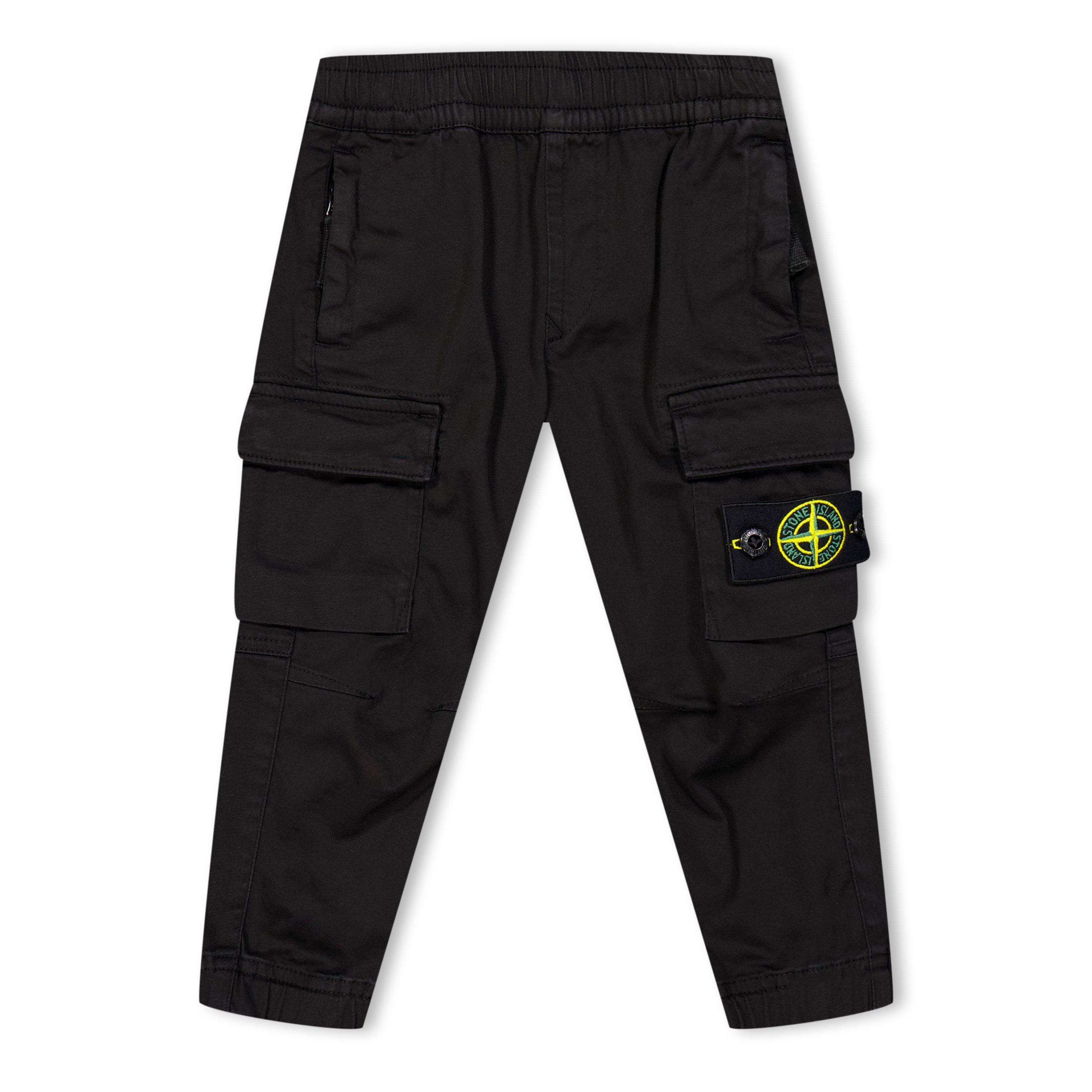 Black V0029 - Stone Island - Boys' Plain Cotton Cargo Trousers - 1