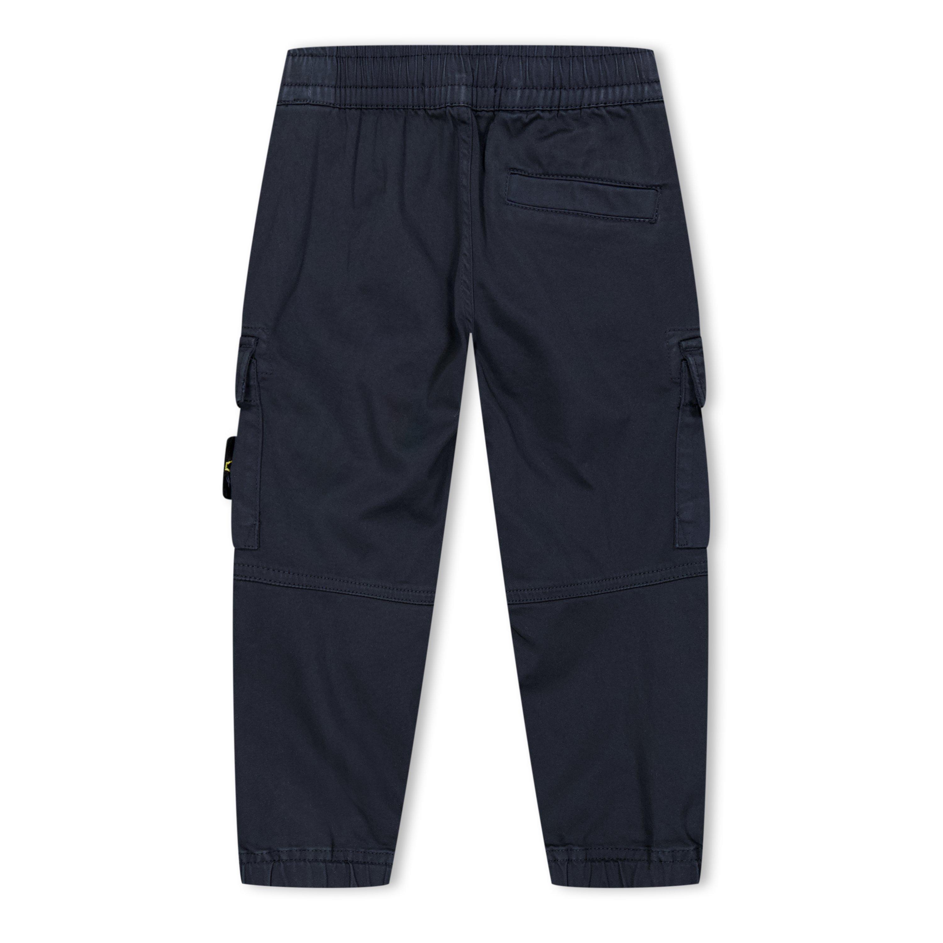 Navy V0020 - Stone Island - Boys' Plain Cotton Cargo Trousers - 2