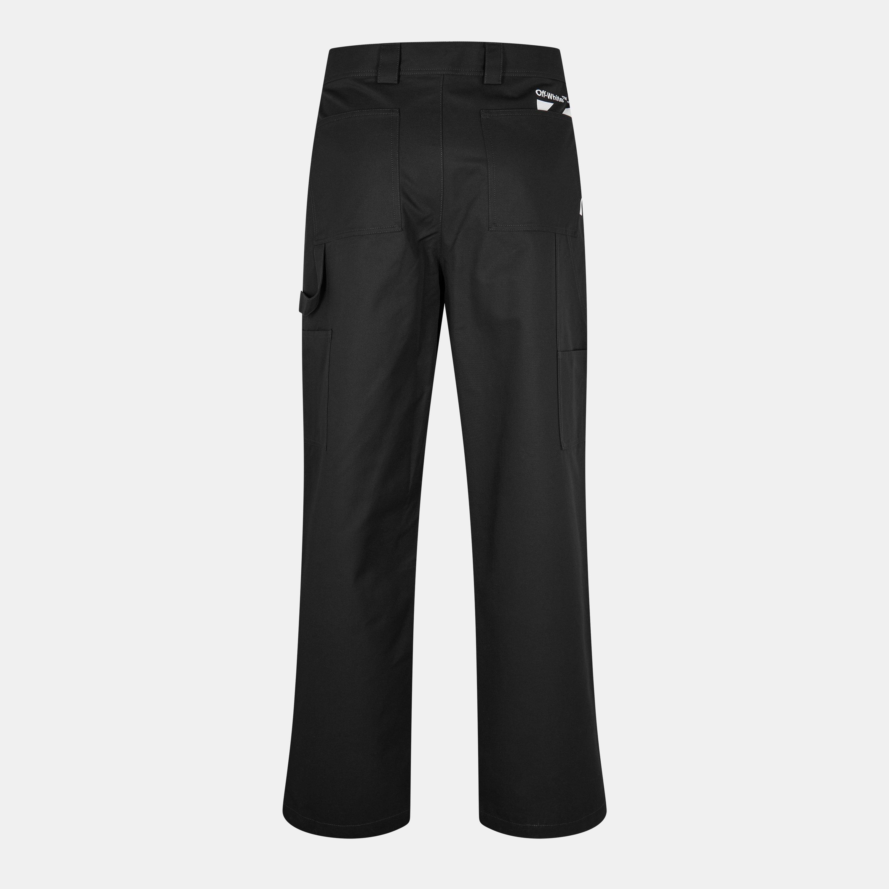 Black - Off White - Men's  Pocket Carpenter Pant Trousers - 2