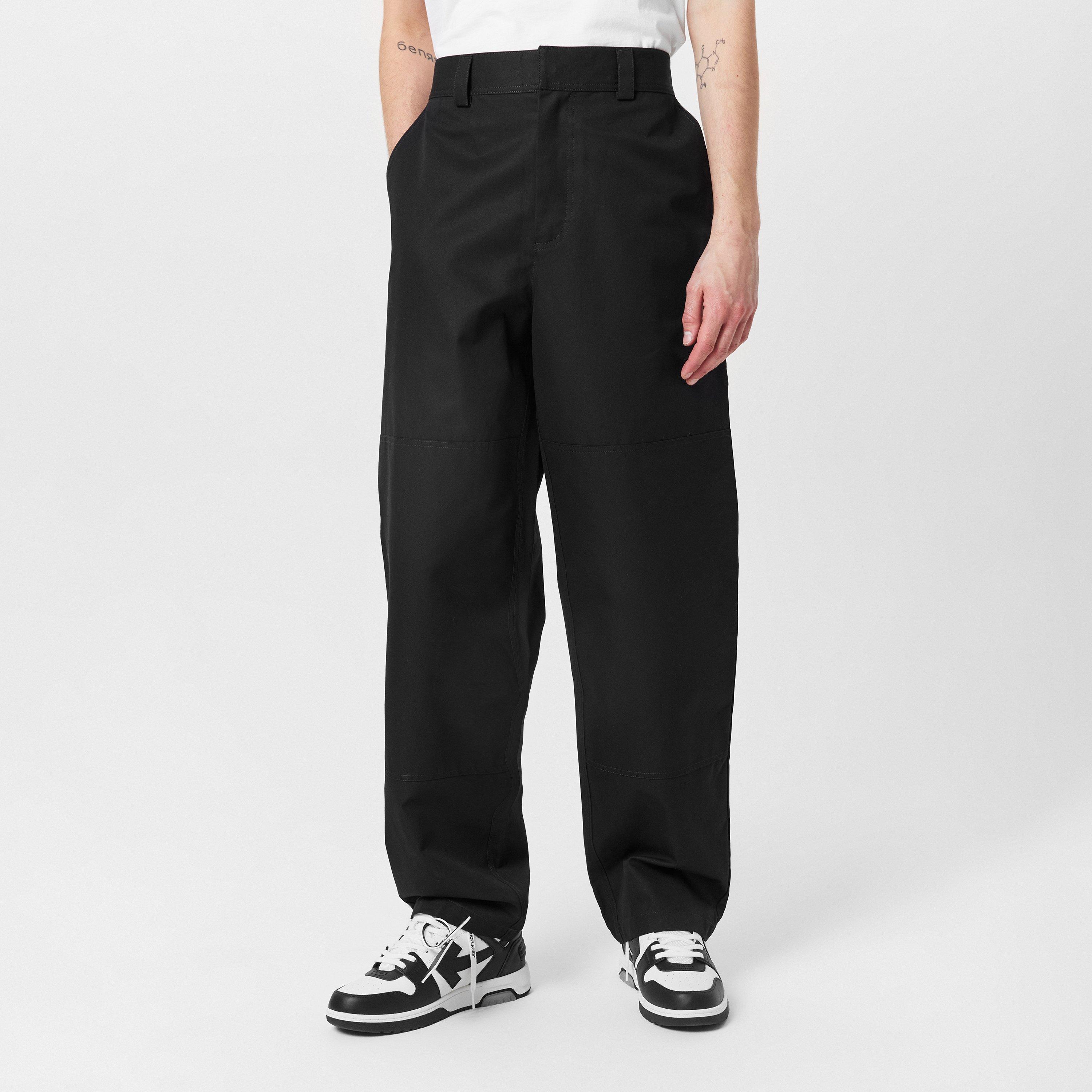 Black - Off White - Men's  Pocket Carpenter Pant Trousers - 3