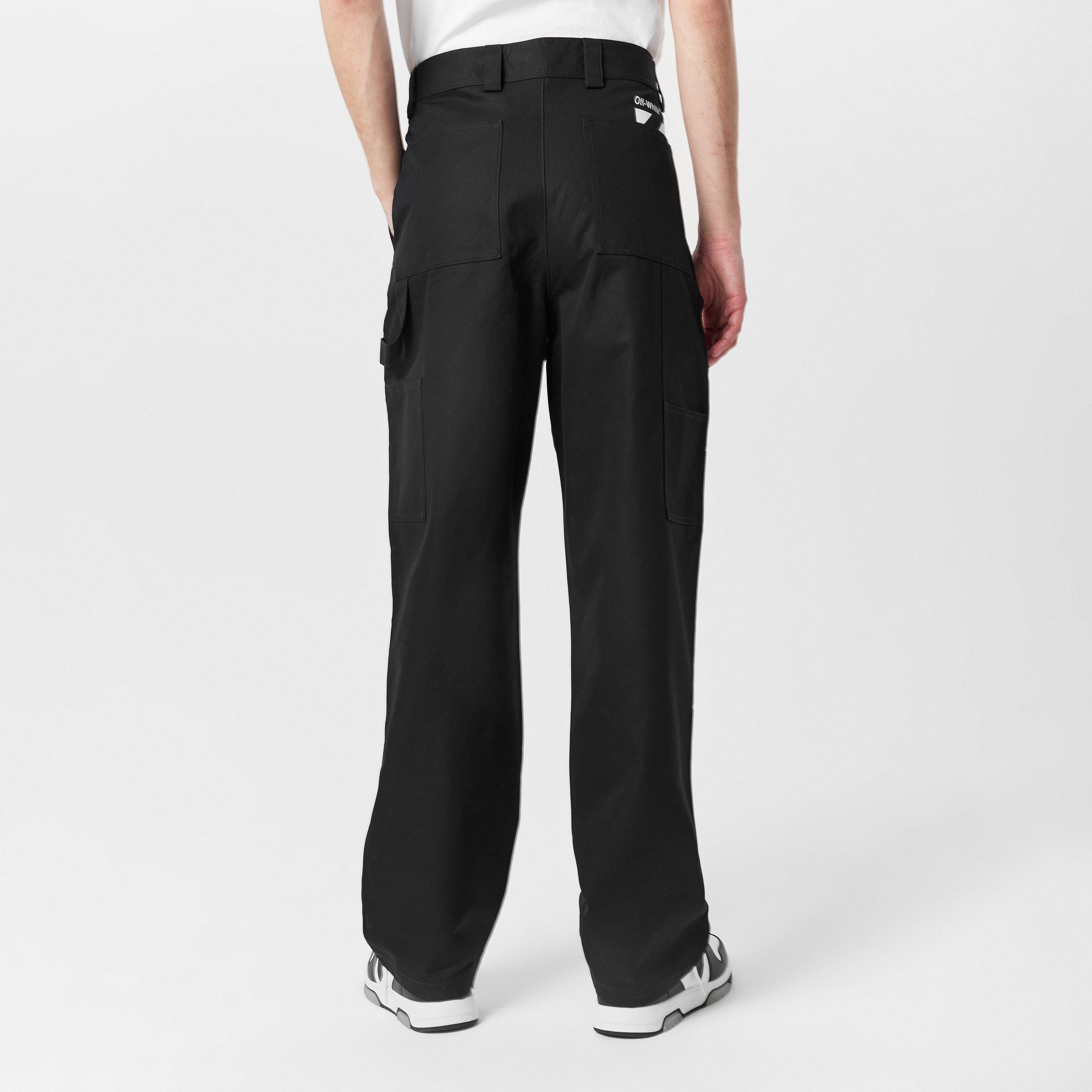 Black - Off White - Men's  Pocket Carpenter Pant Trousers - 4