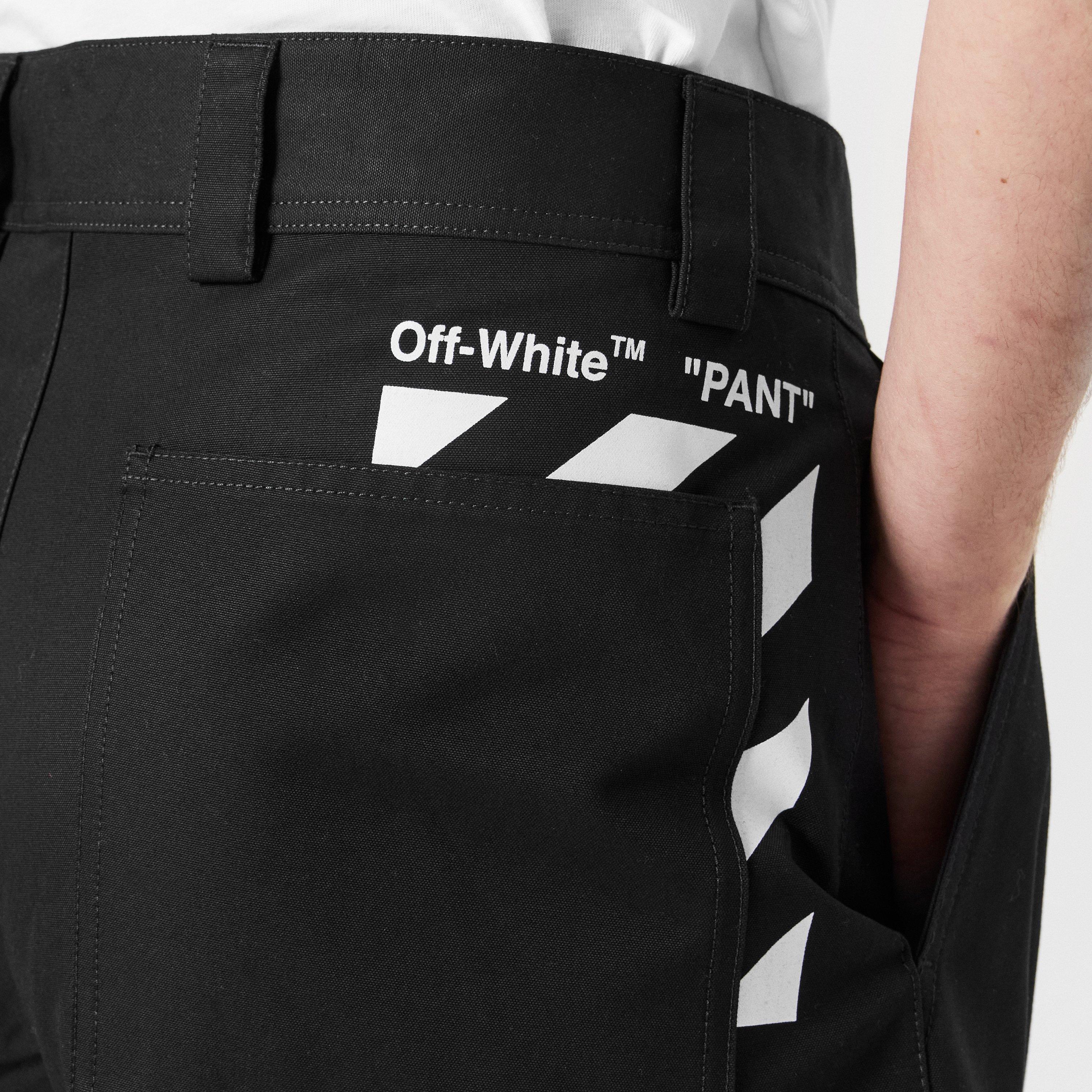 Black - Off White - Men's  Pocket Carpenter Pant Trousers - 5