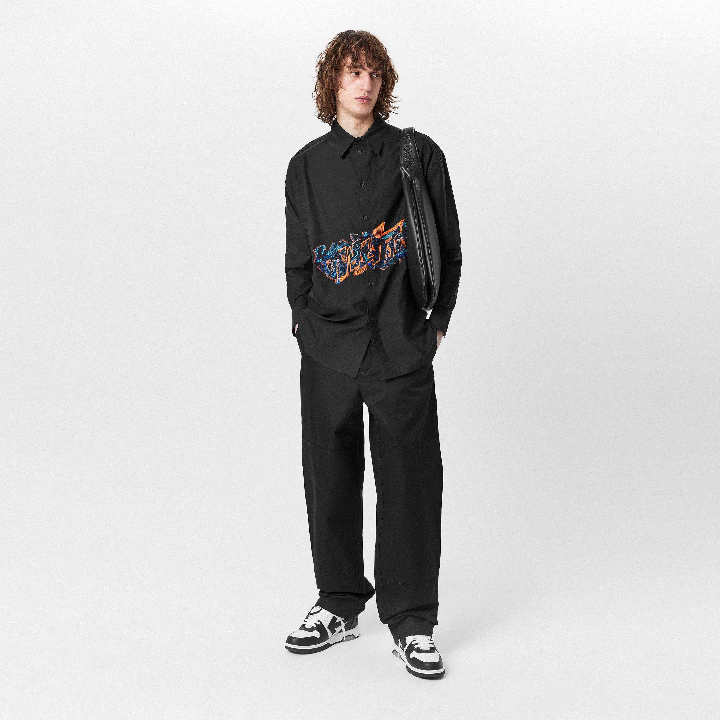 Black - Off White - Men's  Pocket Carpenter Pant Trousers - 6