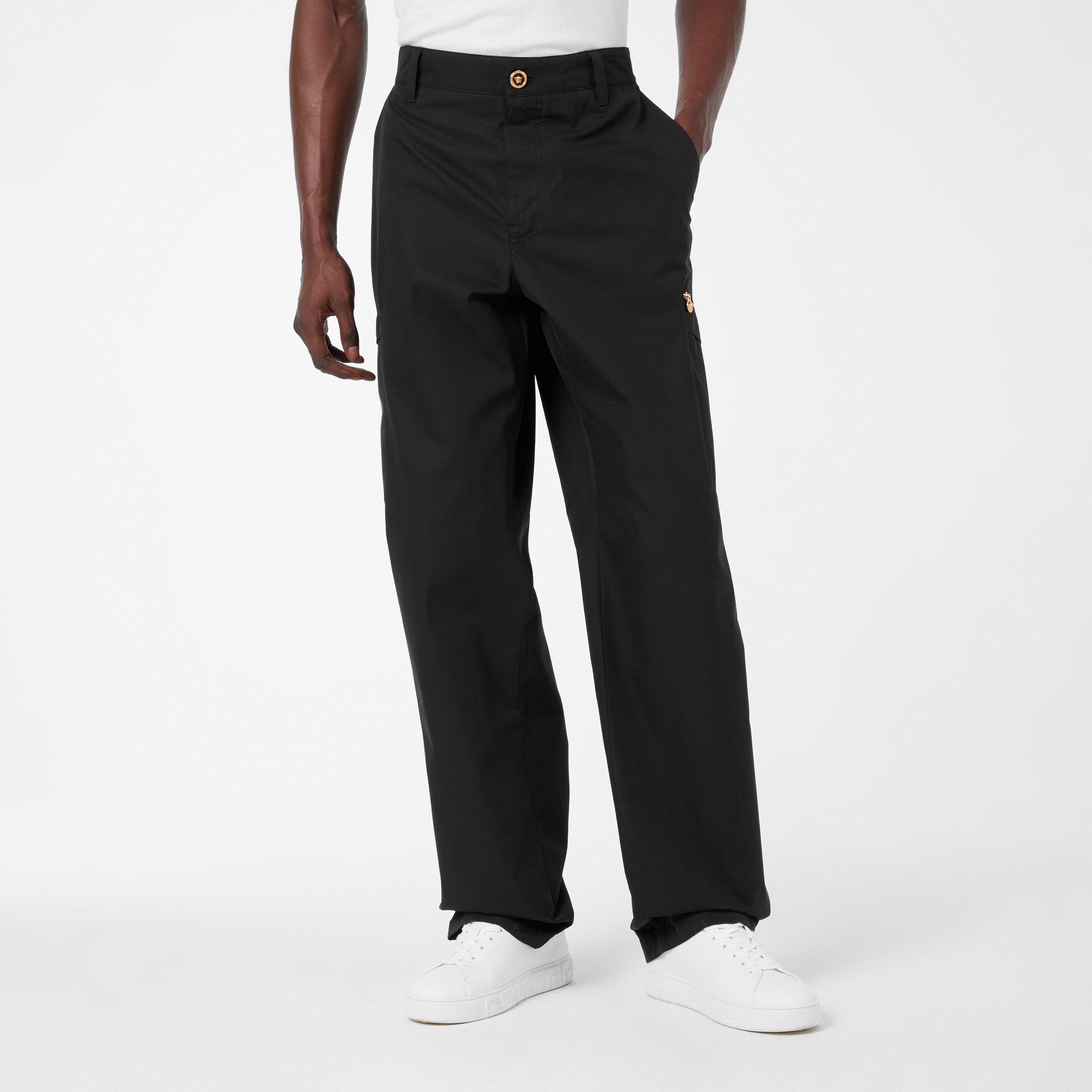 Black - Versace - Men's Straight Trousers - 3