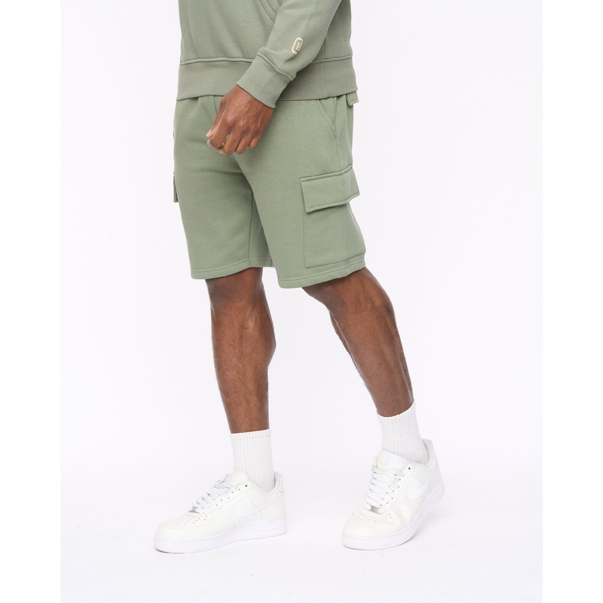 OLIVE - Crosshatch - Men's Bardon Cargo Cotton Shorts - 3