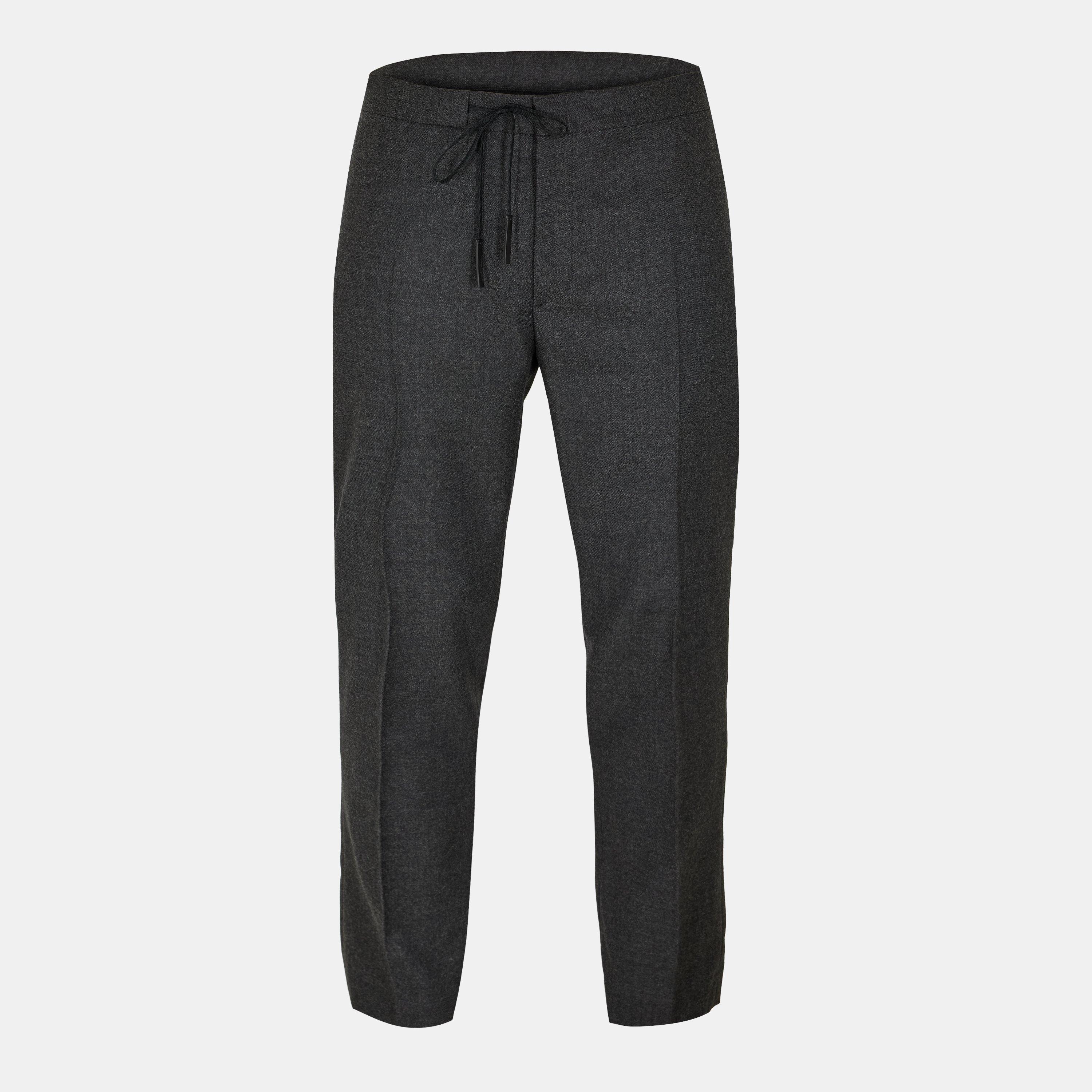 Charcoal Mel - Maison Margiela - Men's Wool Flannel Straight Leg Trousers - 1