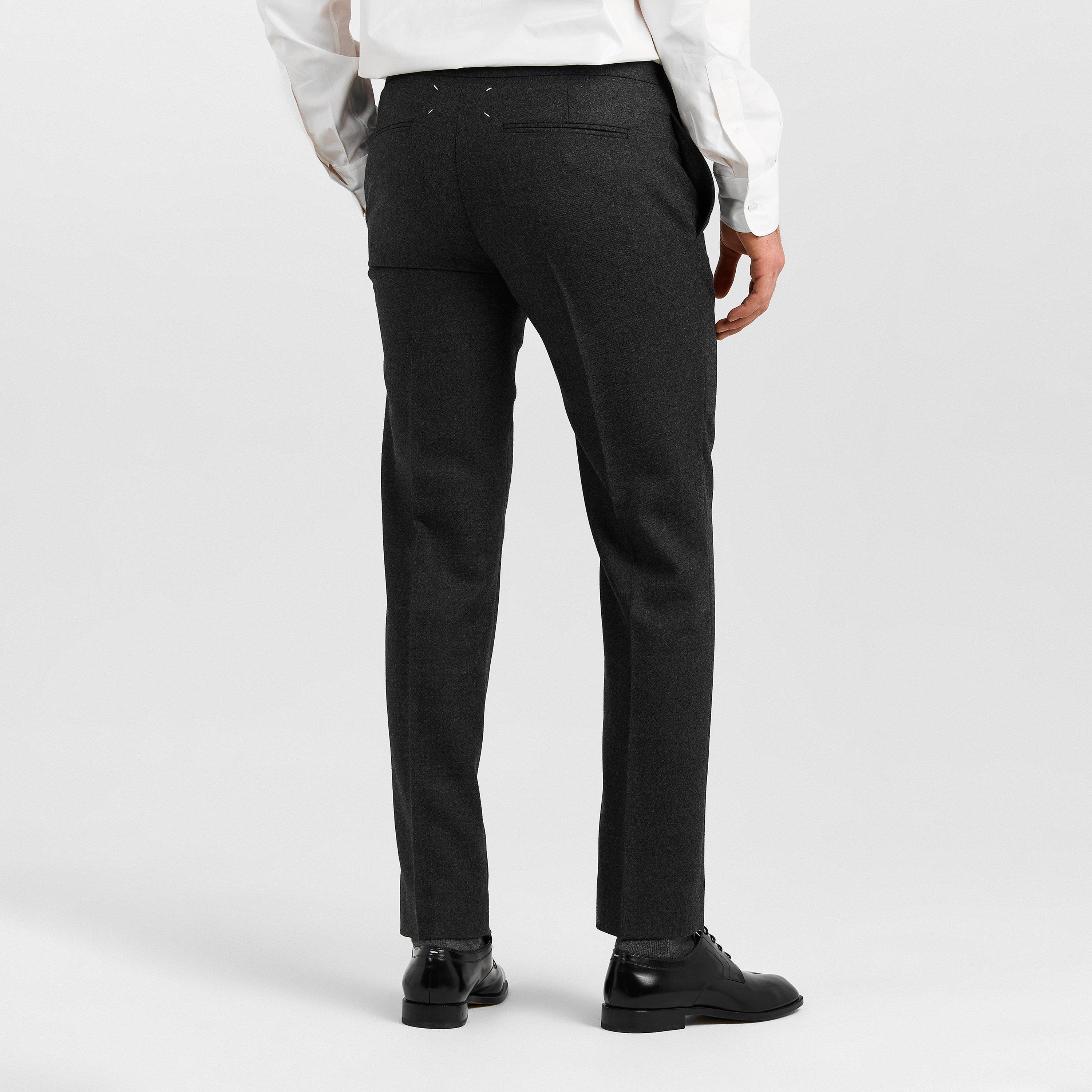 Charcoal Mel - Maison Margiela - Men's Wool Flannel Straight Leg Trousers - 4