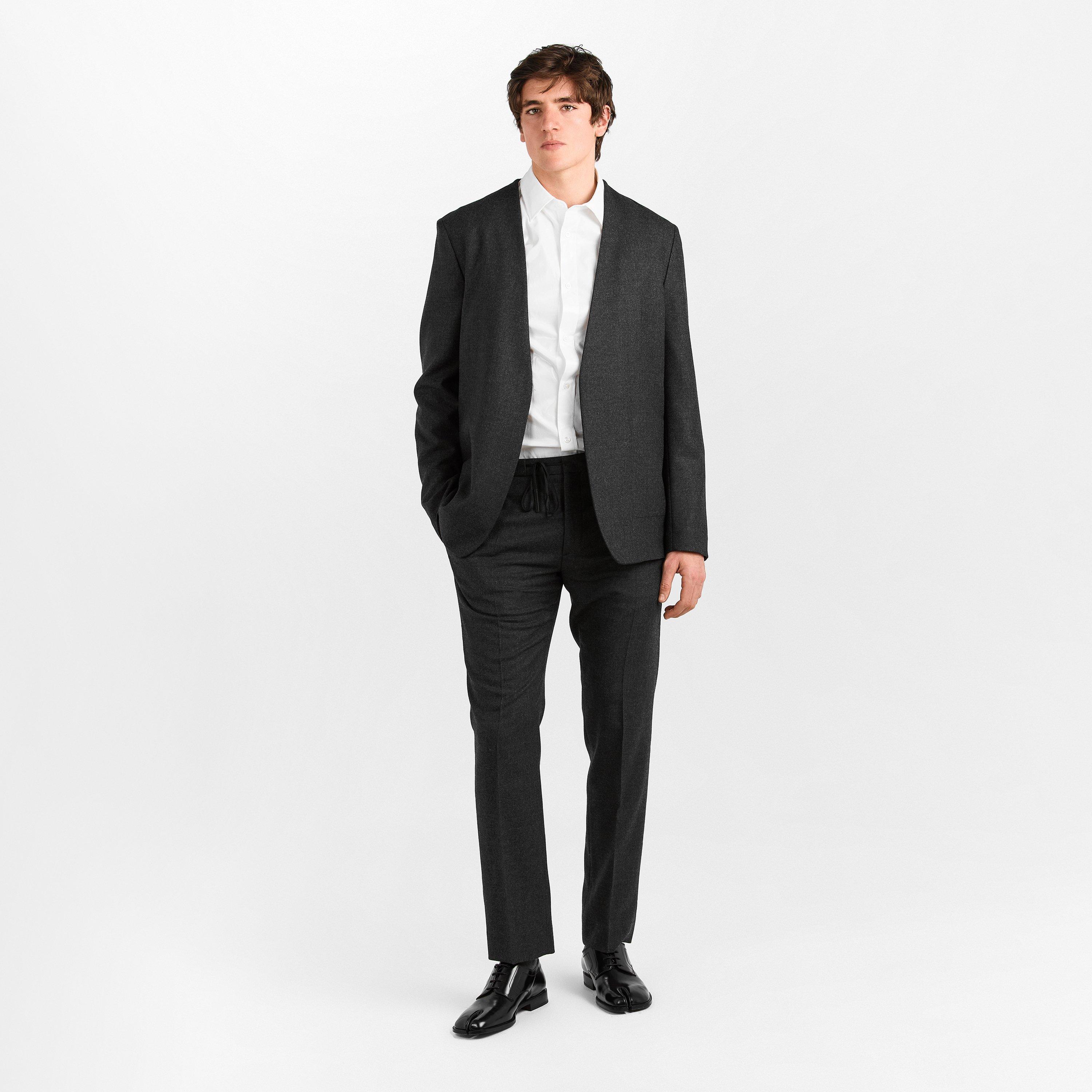 Charcoal Mel - Maison Margiela - Men's Wool Flannel Straight Leg Trousers - 6