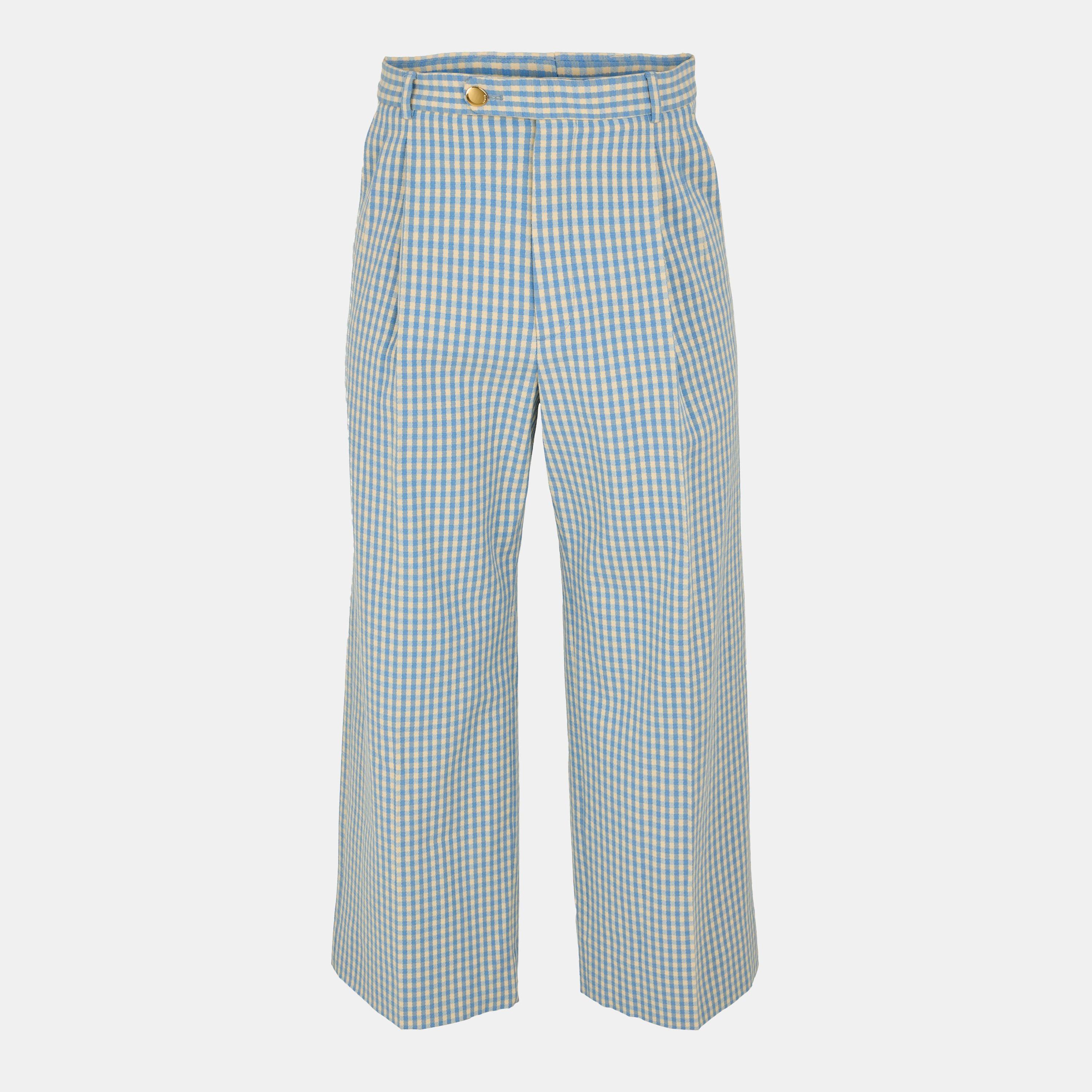 Azure/Beige - Gucci - Men's Tailored Straight Leg Trousers - 1