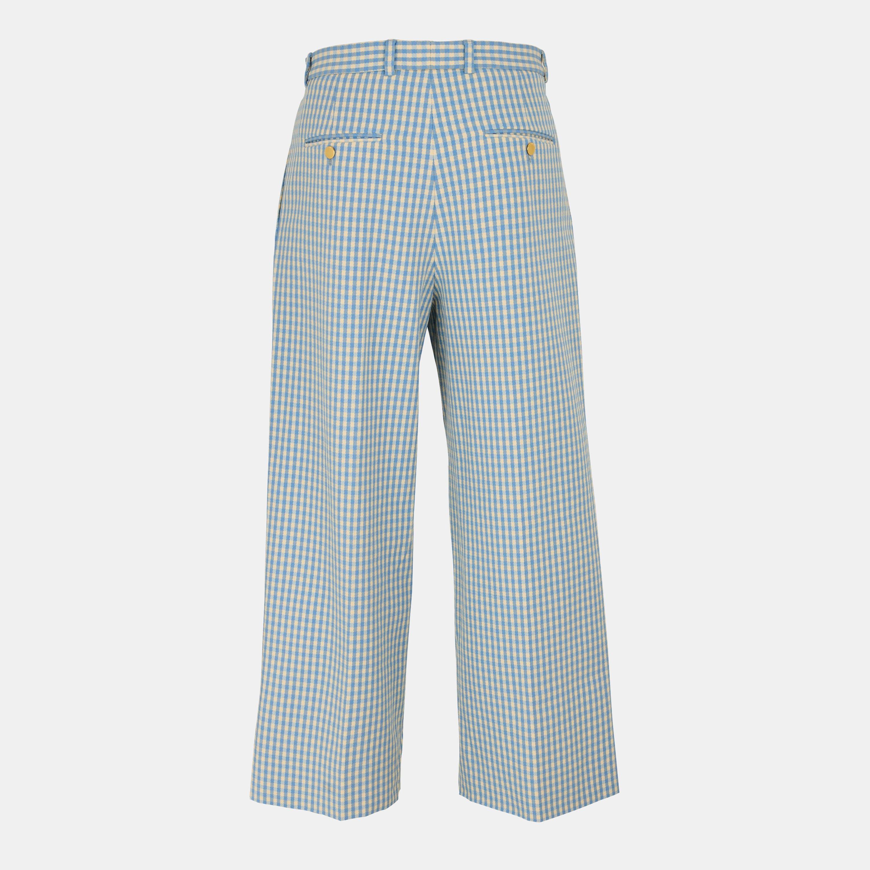 Azure/Beige - Gucci - Men's Tailored Straight Leg Trousers - 2