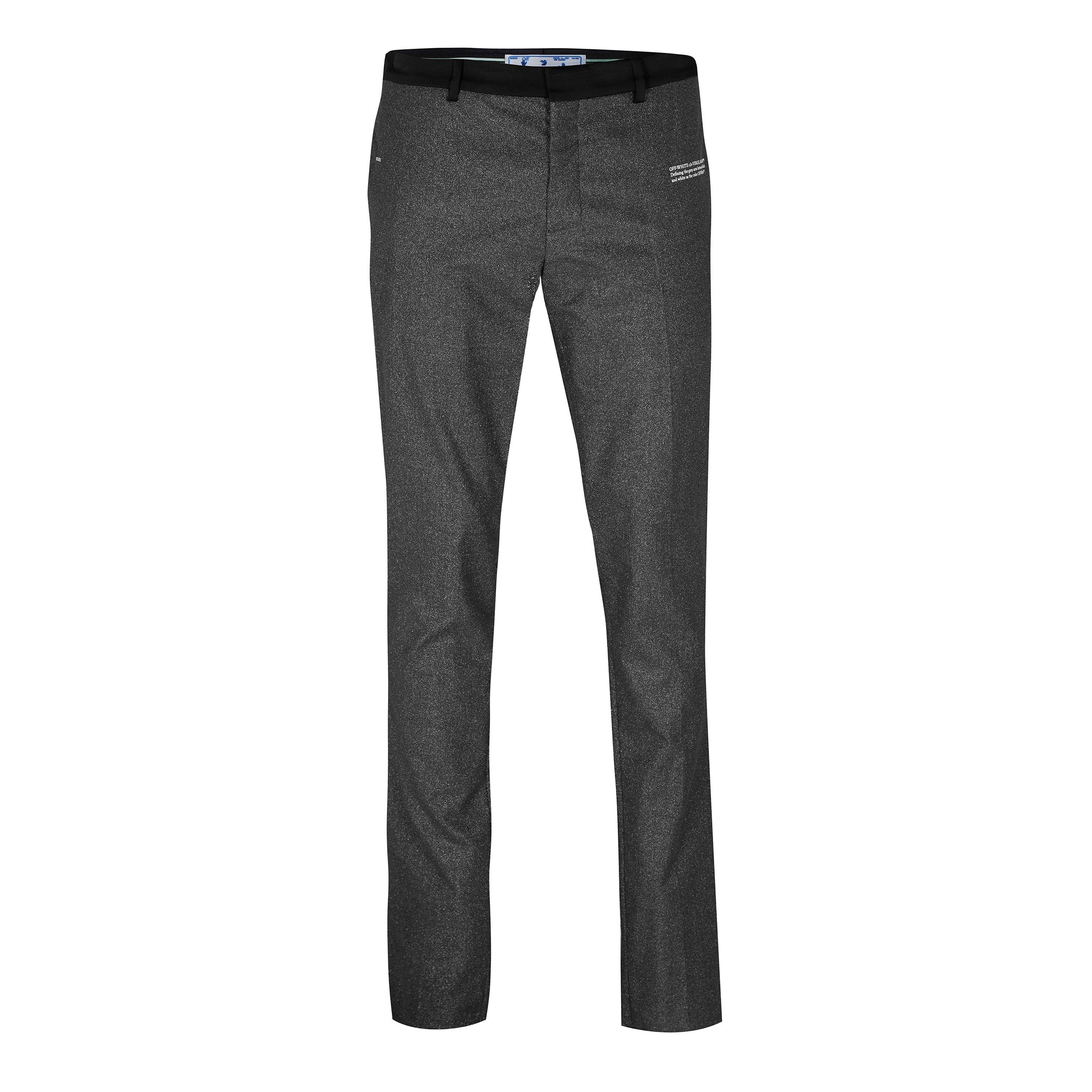 Silver/Black - Off White - Men's Slim Cut Skinny Trousers - 1