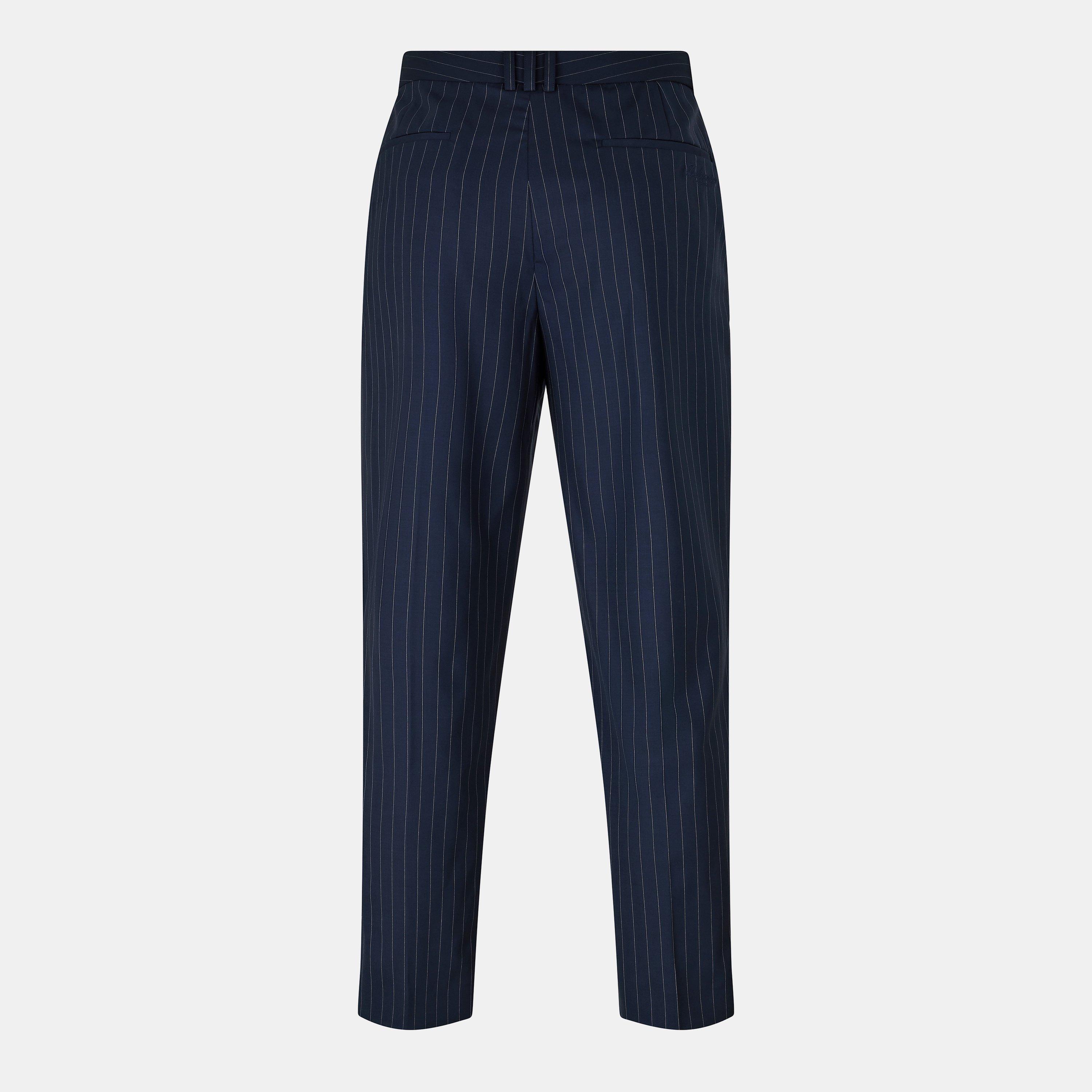 Blue/White - Balmain - Men's Tailored Fit Straight Leg Trousers - 2