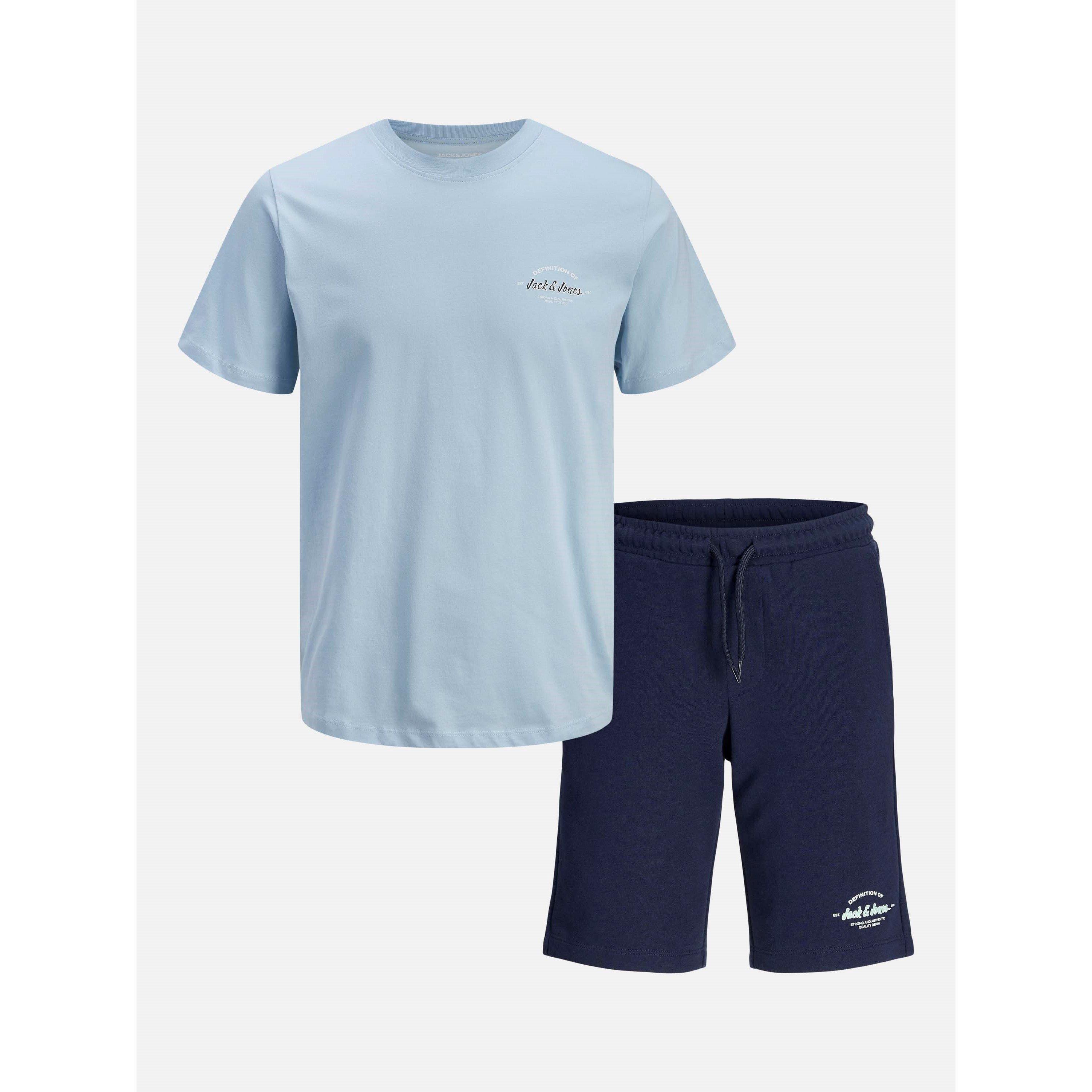 Navy/Blue - Jack and Jones - T-Shirt and Short Set Junior Boys - 1