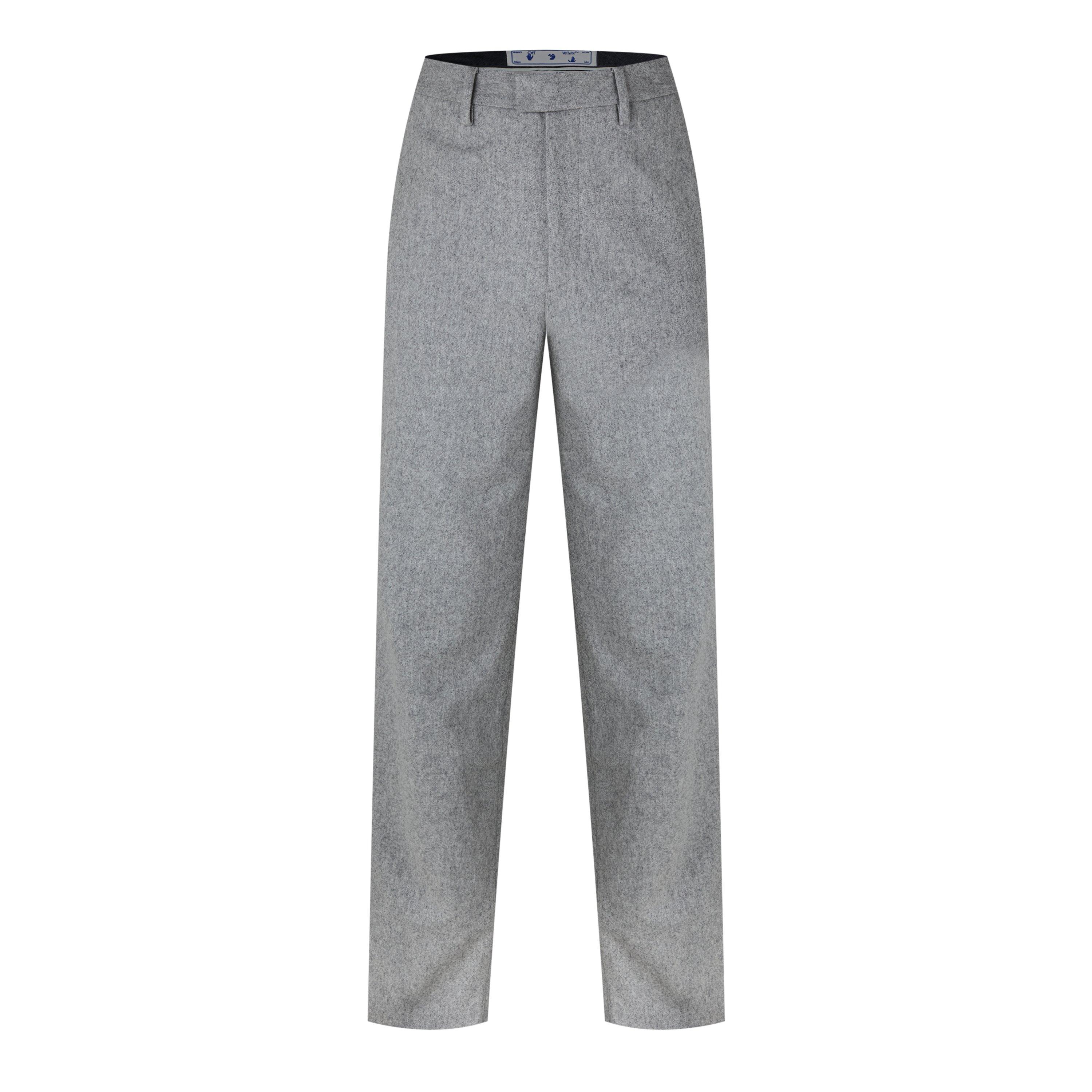 Grey - Off White - Men's Straight Leg Trousers - 1
