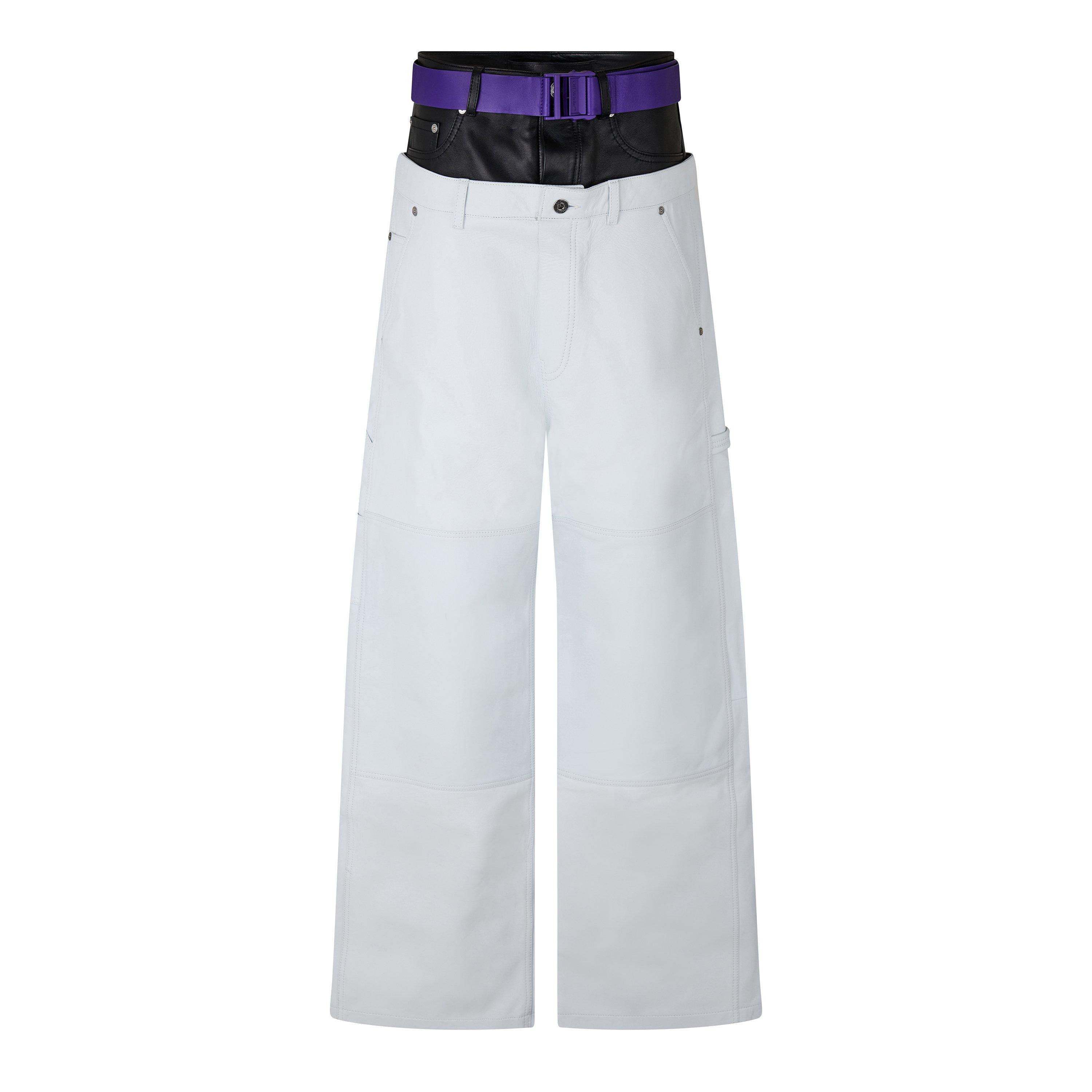 Off White - Off White - Men's Leather Straight Leg Trousers - 1