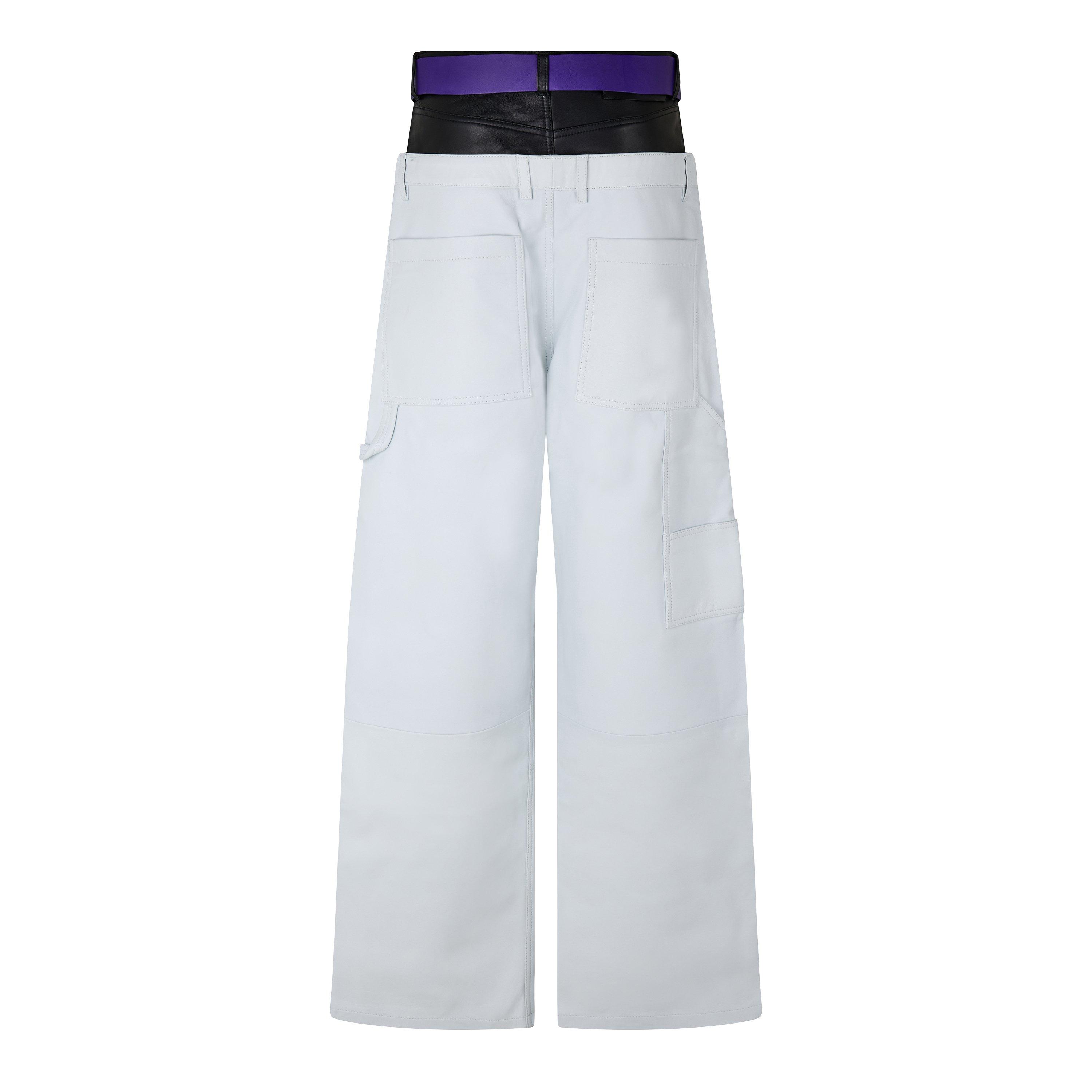 Off White - Off White - Men's Leather Straight Leg Trousers - 2