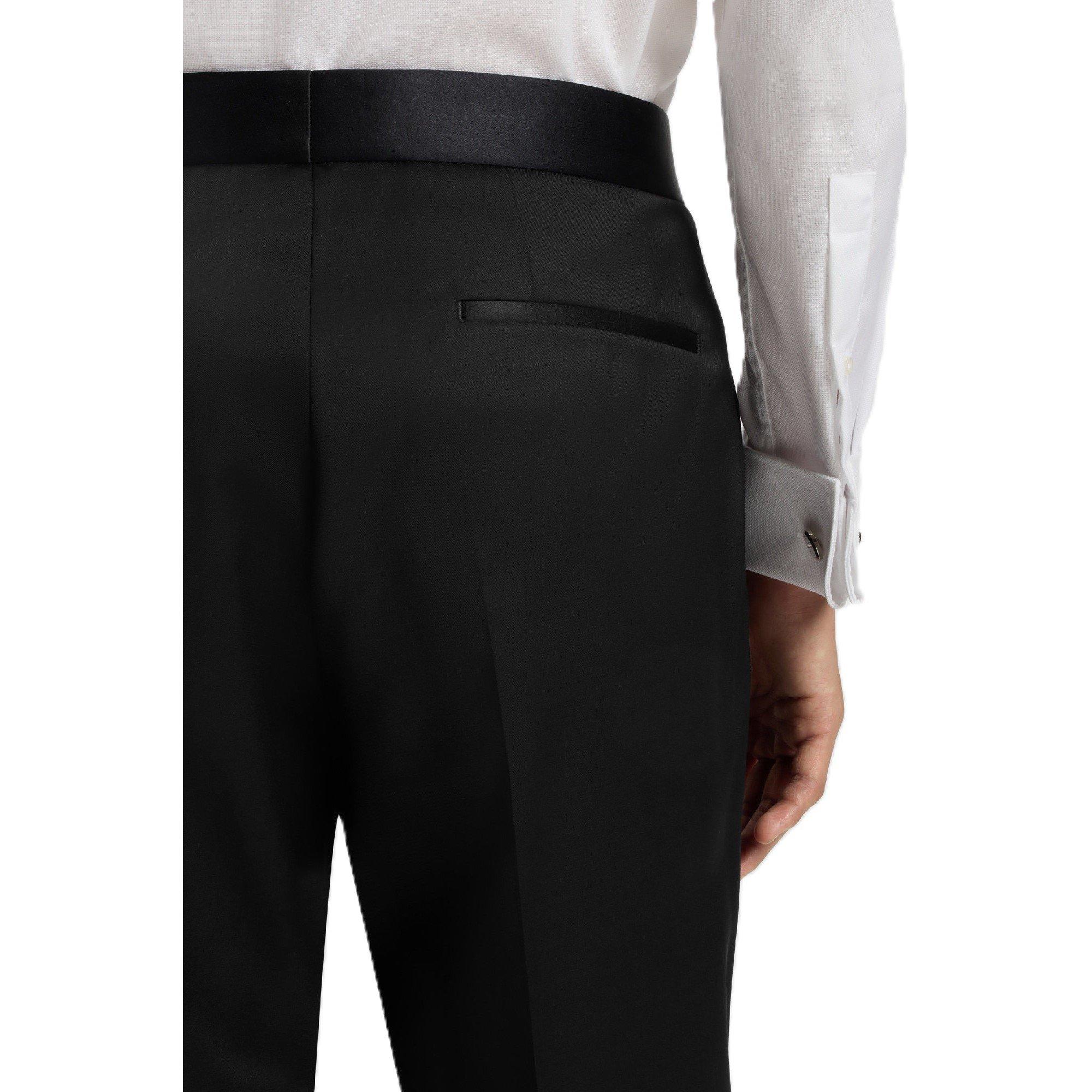 Black - Boss - H-Lenon-Tux-B1 10236006 01 Straight Leg Trousers Mens - 3