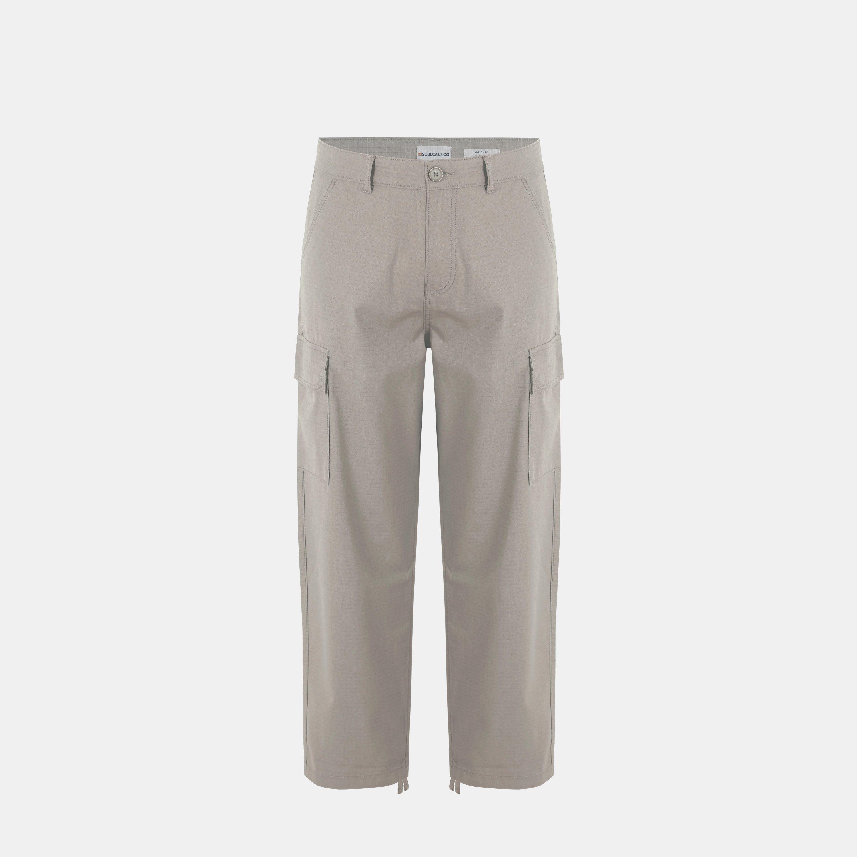 Soulcal Men's Soul Rip Cargo Trousers - Beige - 38W R