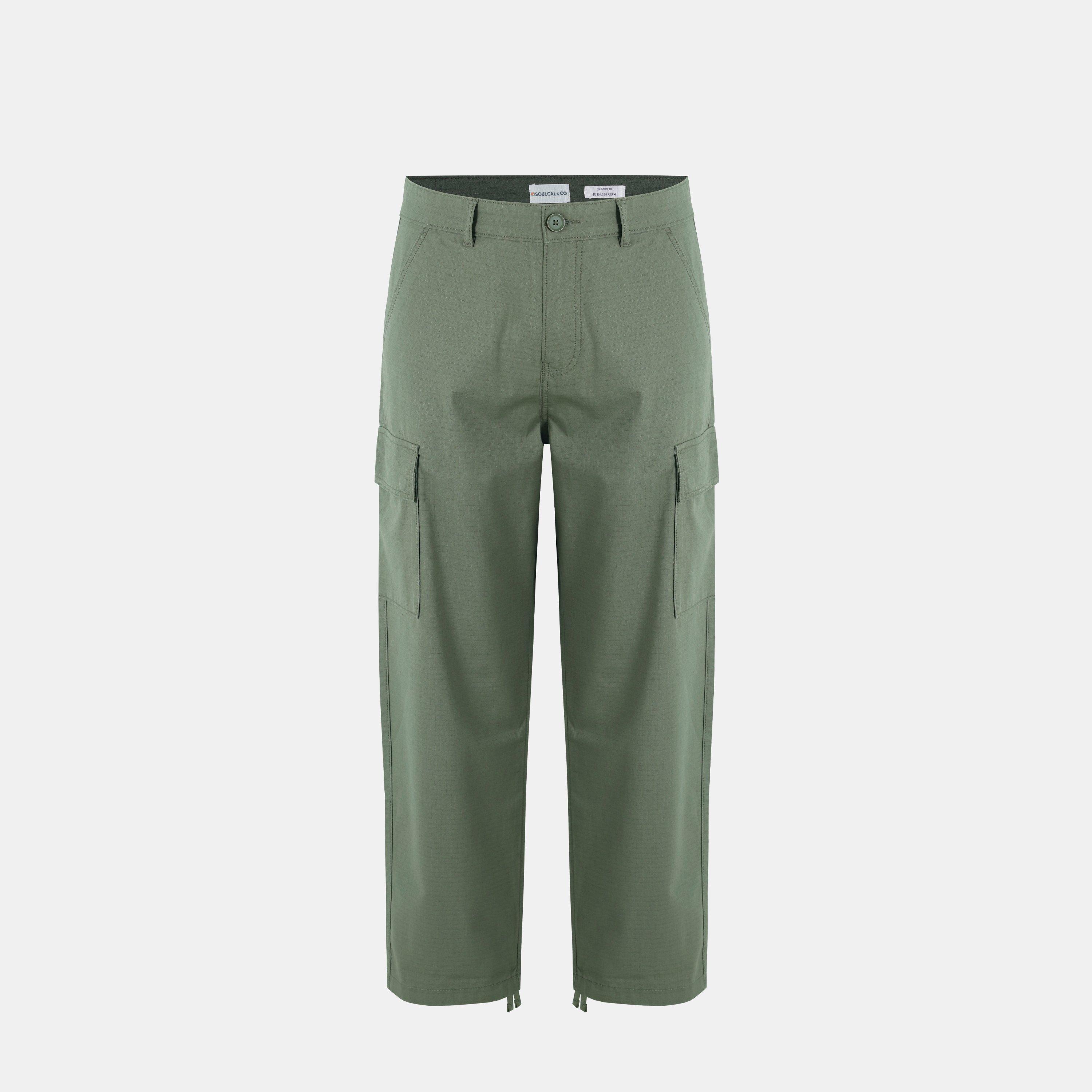 Soulcal Men's Soul Rip Cargo Trousers - Khaki - 38W R
