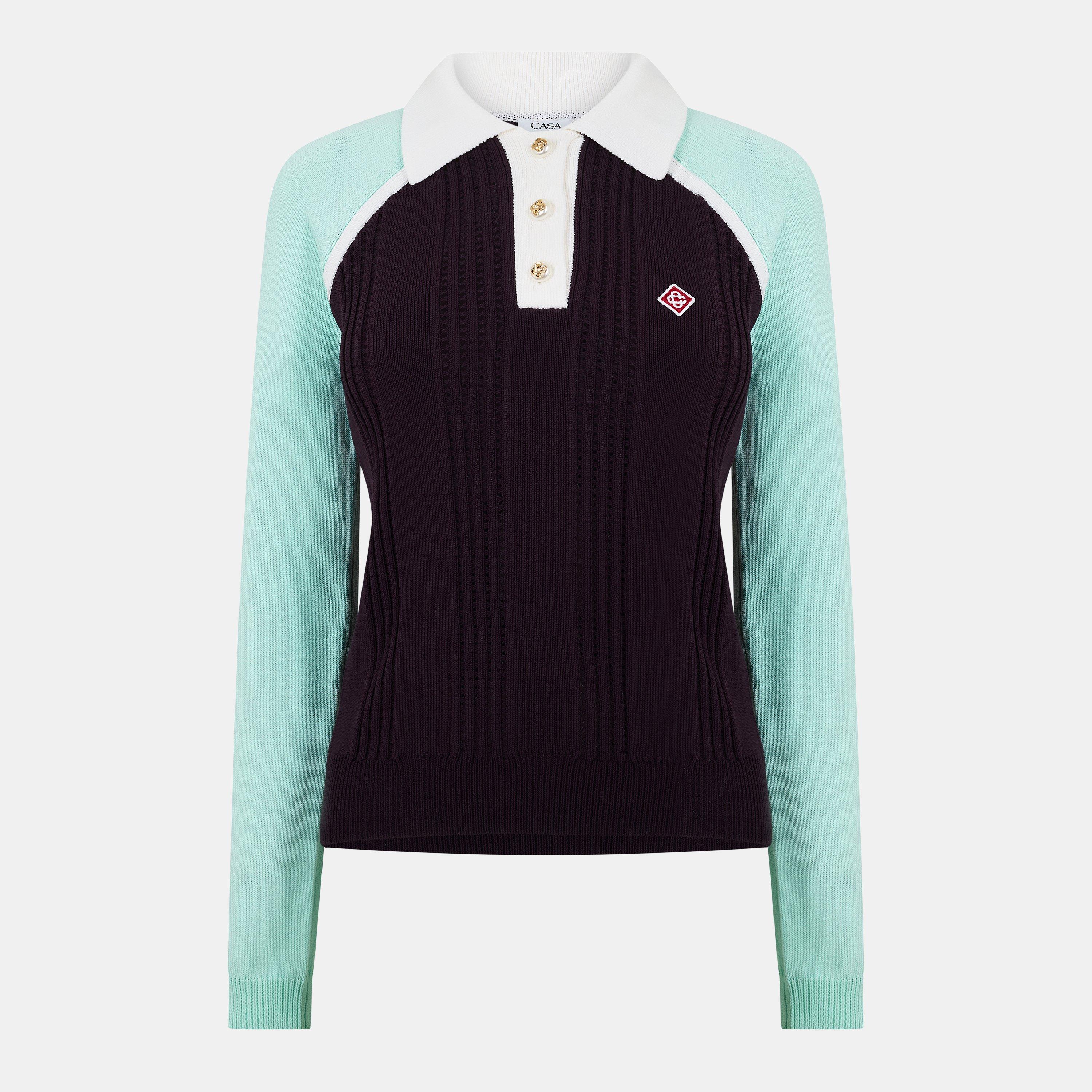 Casablanca Women's Sporty Long Sleeve Polo Shirt - Purple - Size 8 (XS)