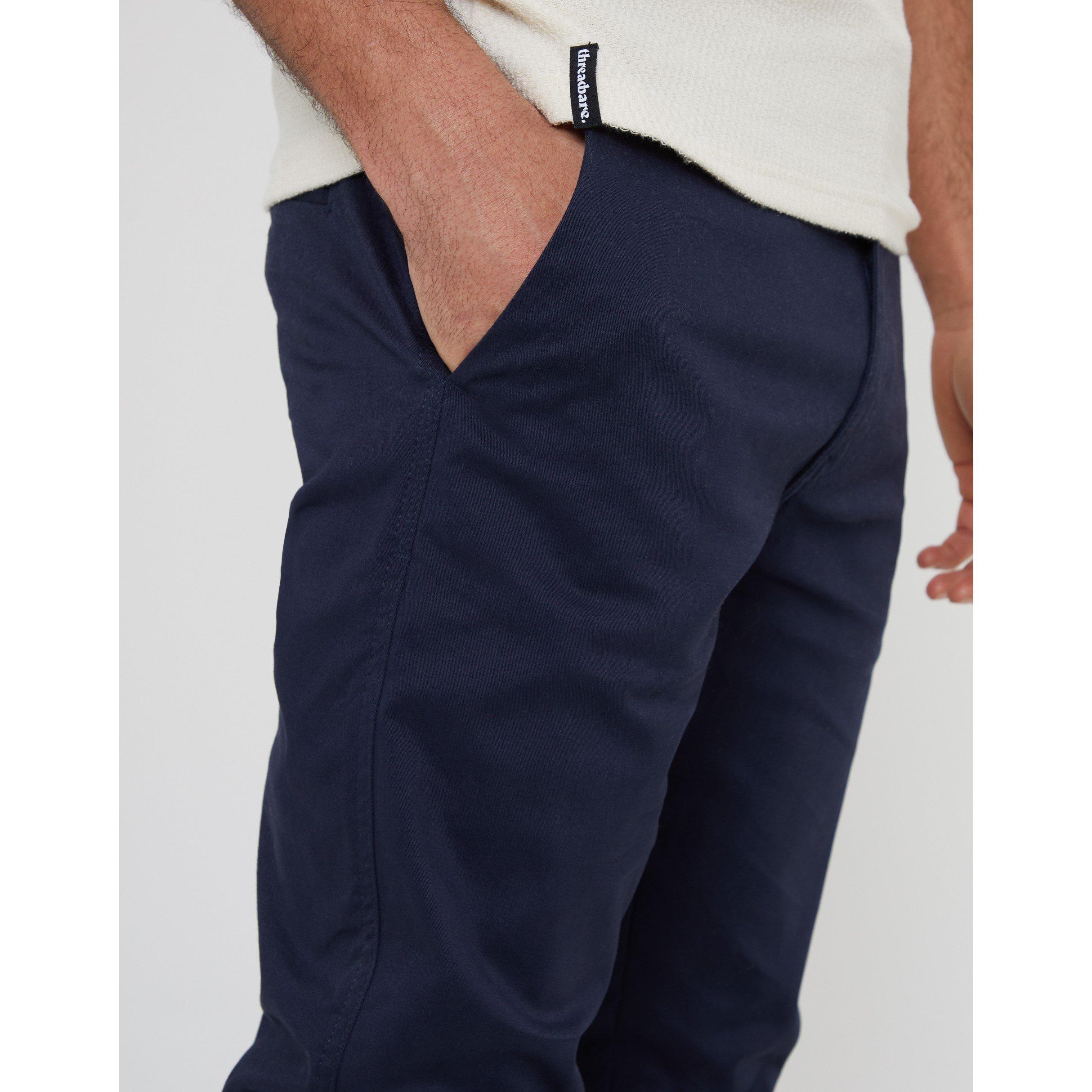 Navy - Threadbare - Men's Slim Fit Trousers - 4
