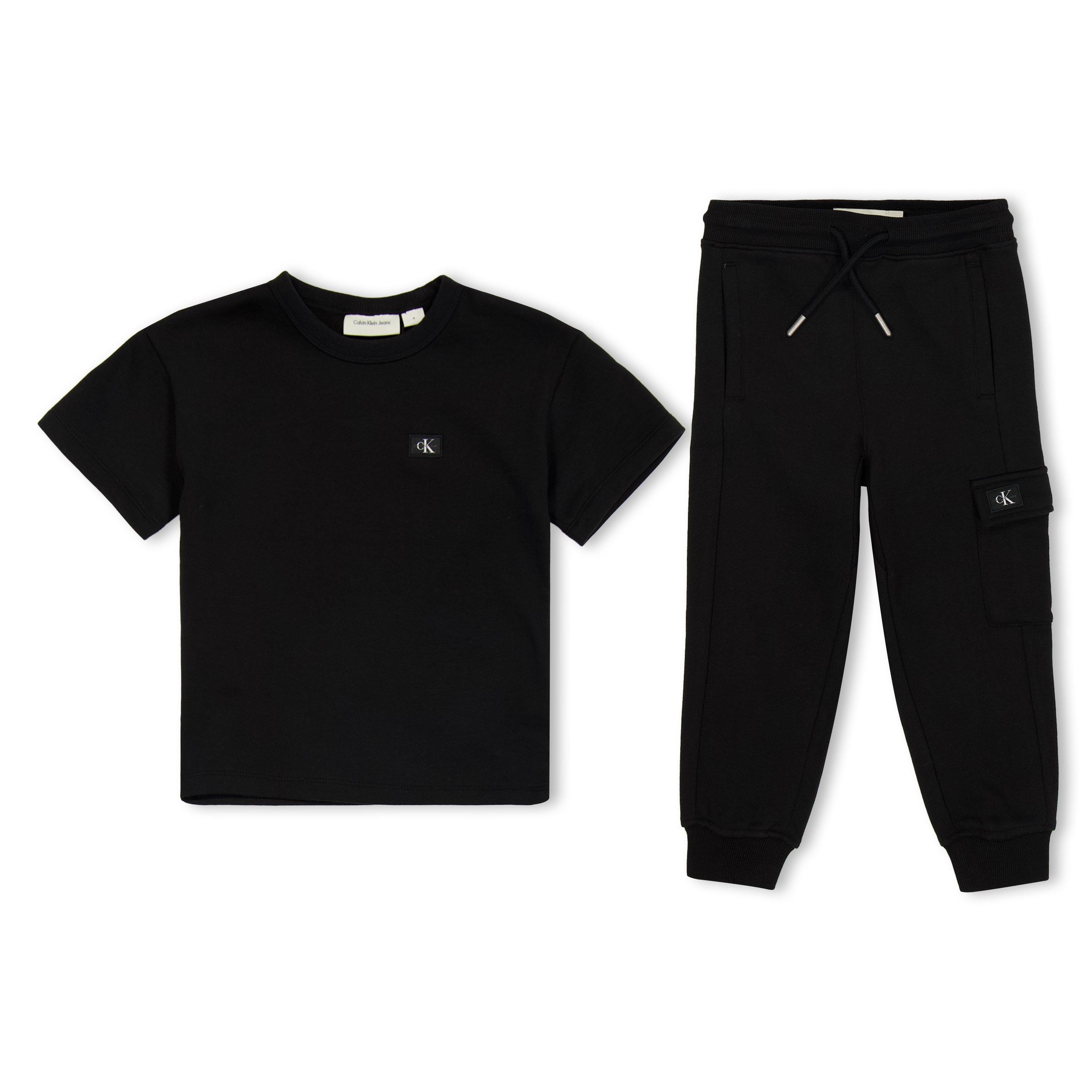 Calvin Klein Jeans Kids' Terry Short Sleeve Set - CK Black BEH - Size 6Y