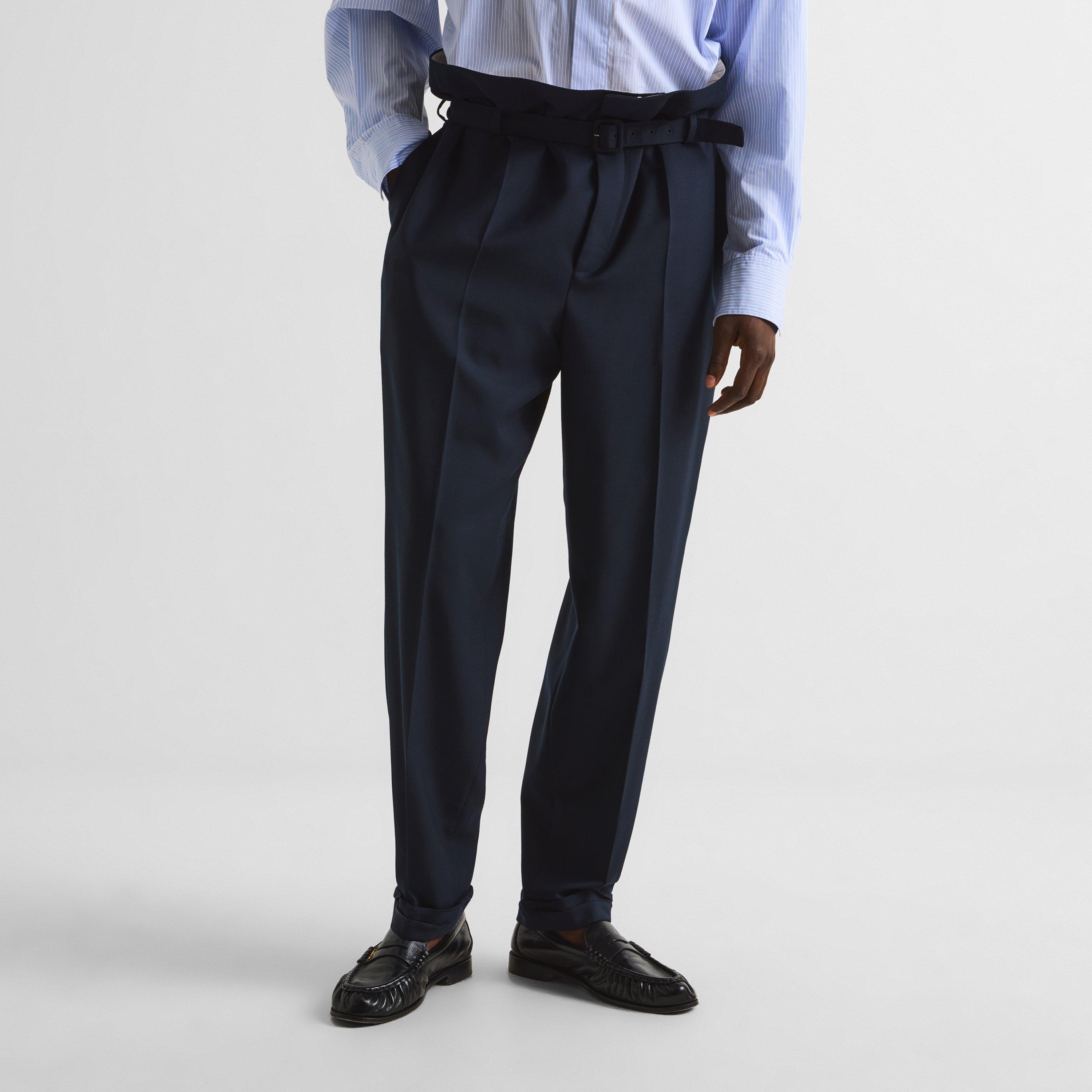 Navy - Saint Laurent - Men's Straight Leg Trousers - 3