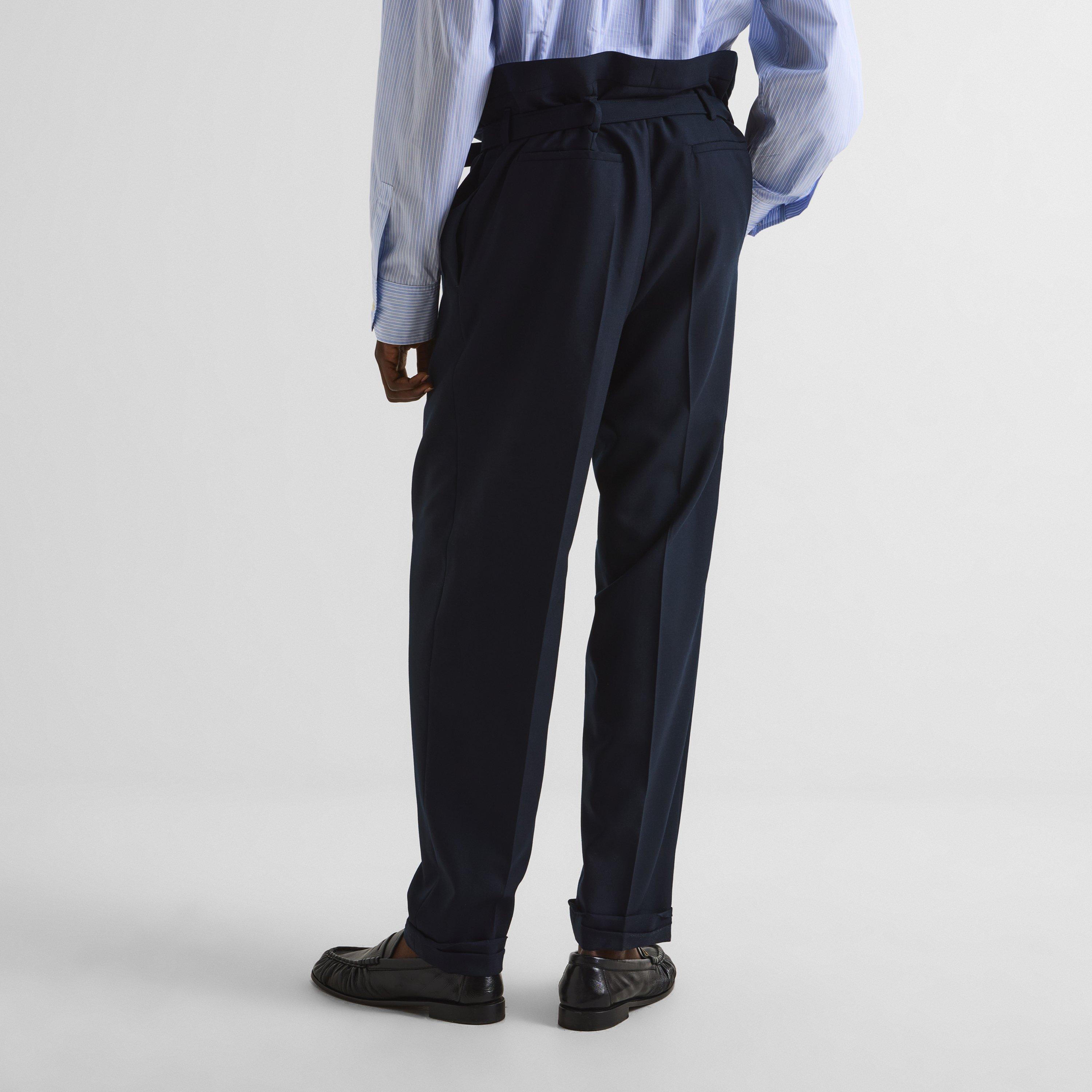 Navy - Saint Laurent - Men's Straight Leg Trousers - 4