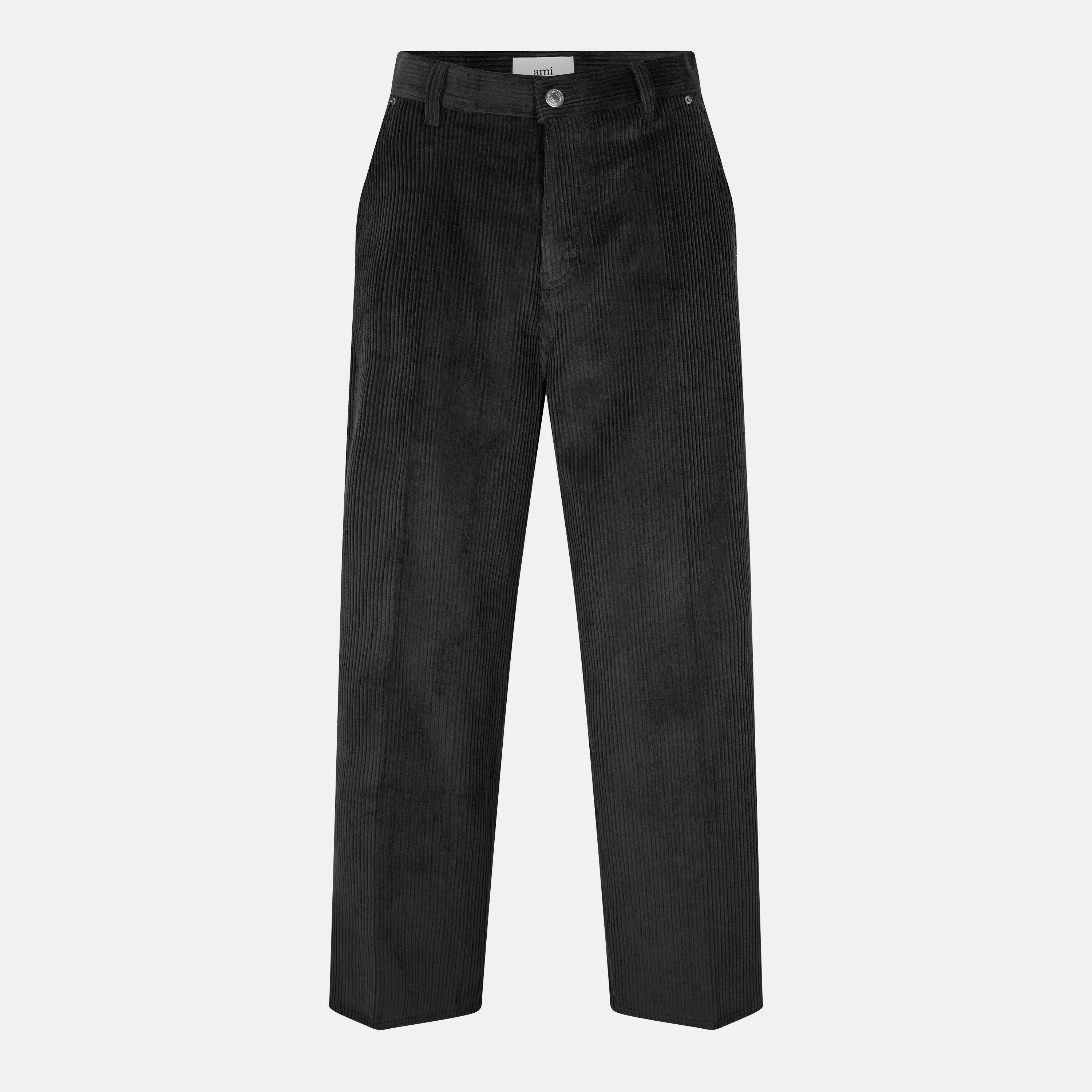 Anthracite 020 - Ami Paris - Men's Jumbo Cord Textured Straight Leg Trousers - 1