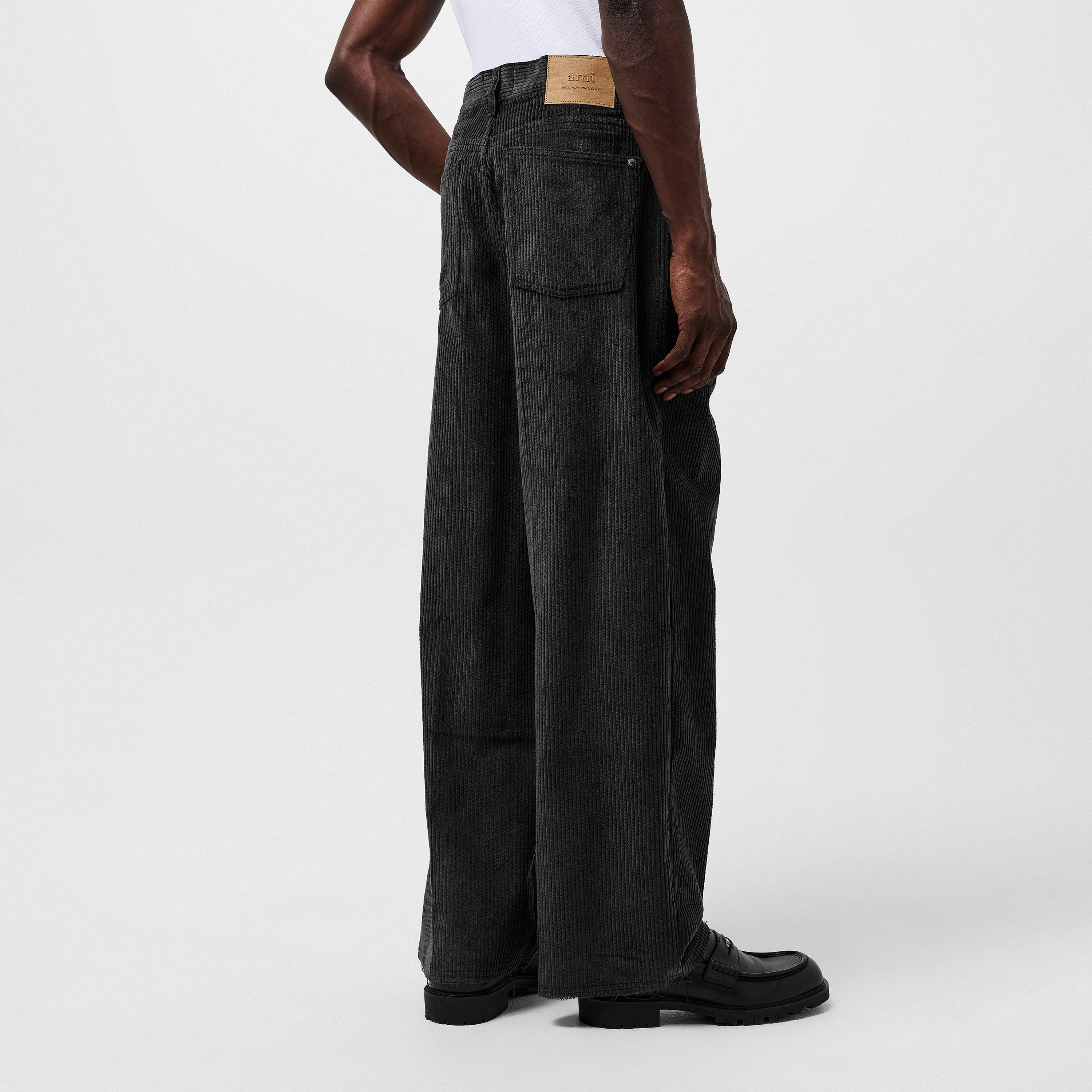 Anthracite 020 - Ami Paris - Men's Jumbo Cord Straight Leg Trousers - 4