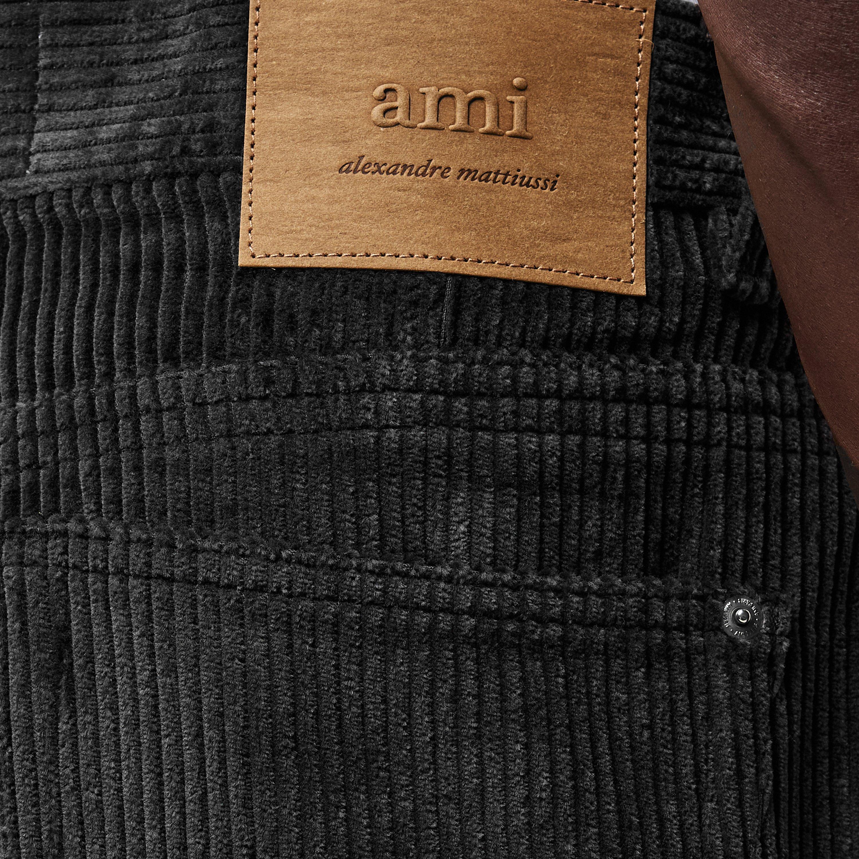 Anthracite 020 - Ami Paris - Men's Jumbo Cord Straight Leg Trousers - 5