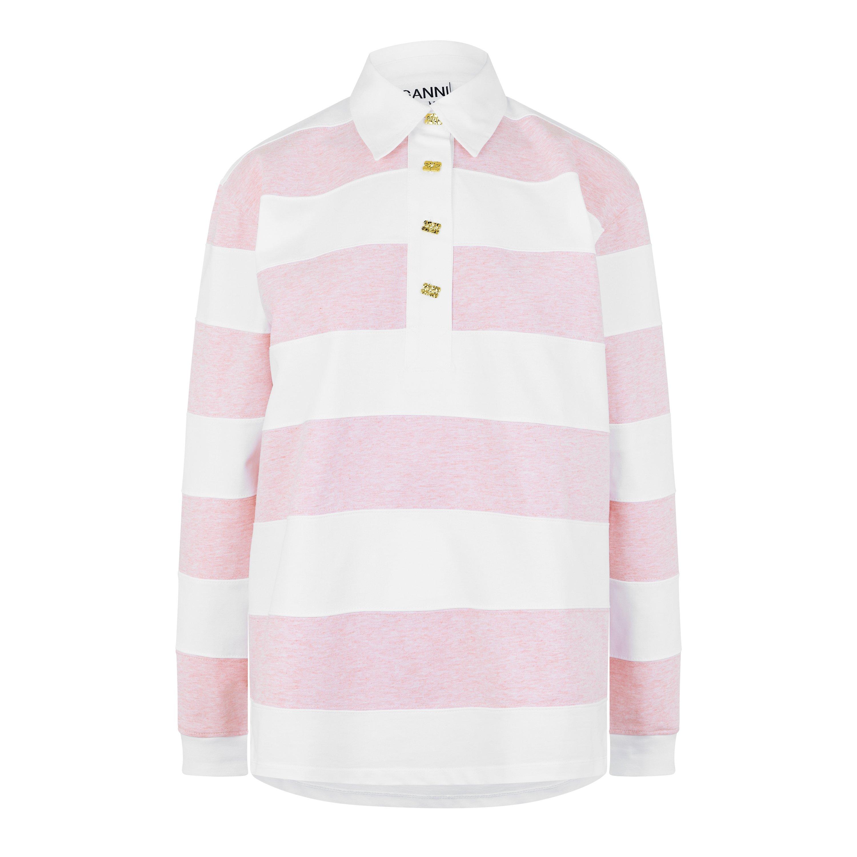 Mauve Chalk - Ganni - Striped Polo Shirt - 5