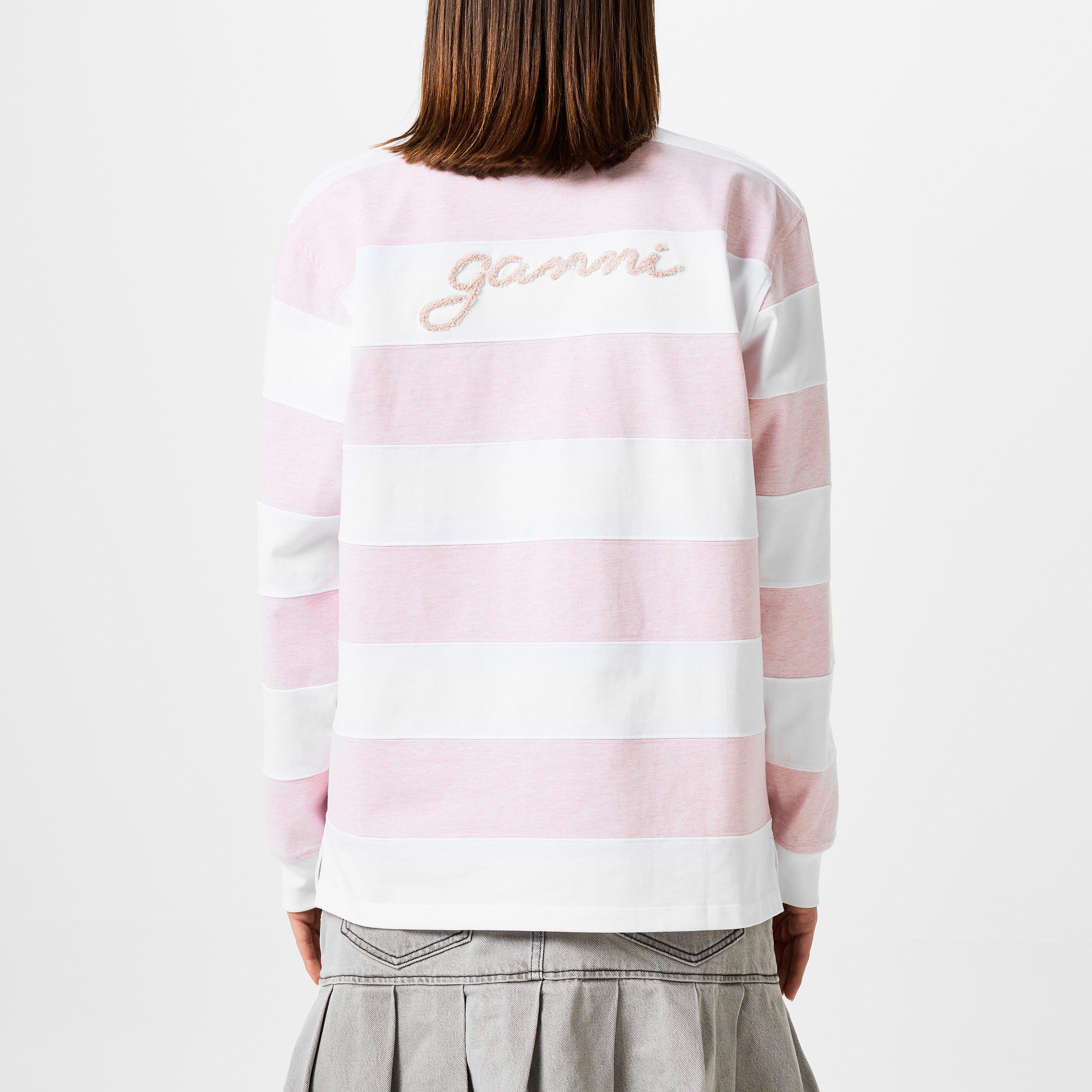 Mauve Chalk - Ganni - Striped Polo Shirt - 3