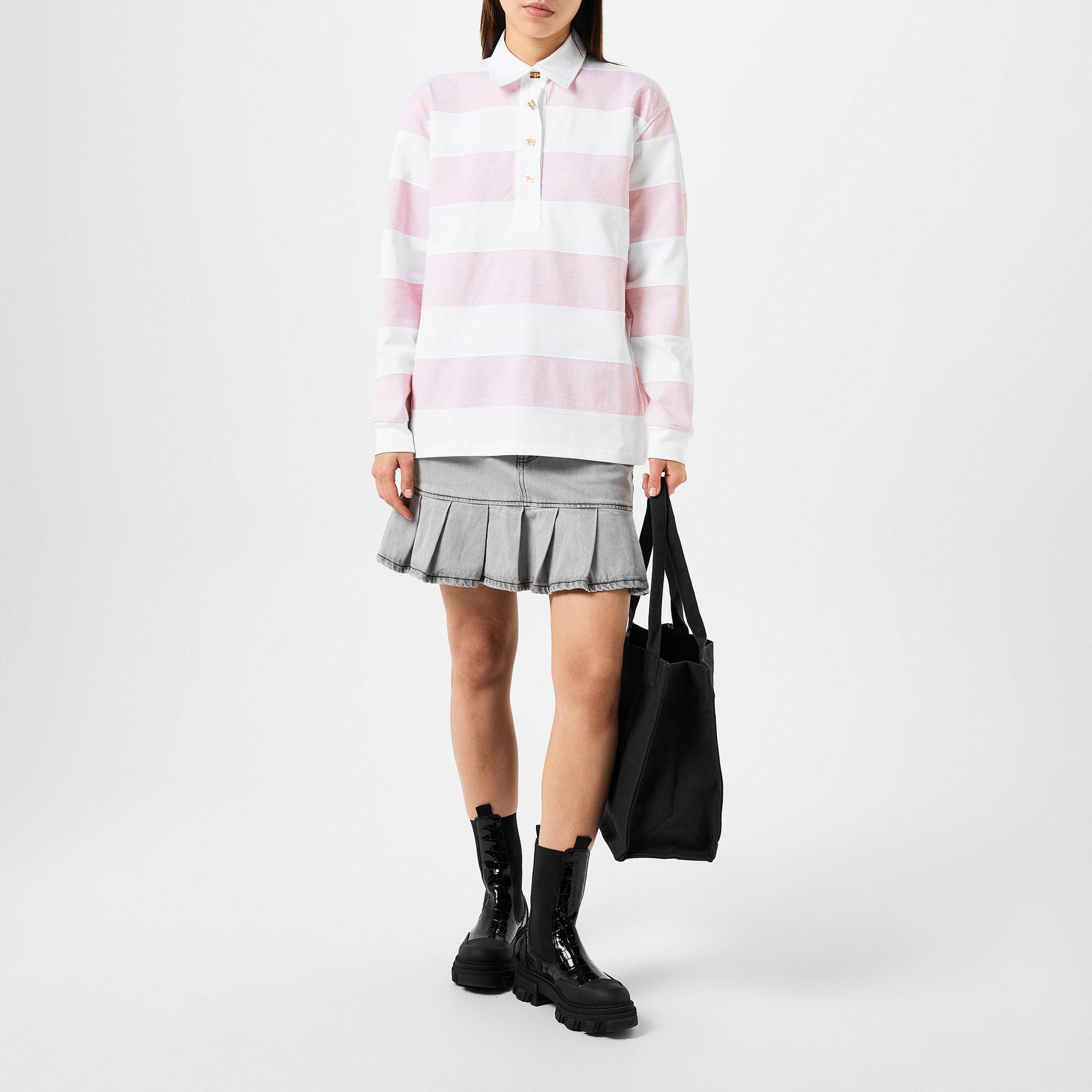 Mauve Chalk - Ganni - Striped Polo Shirt - 4