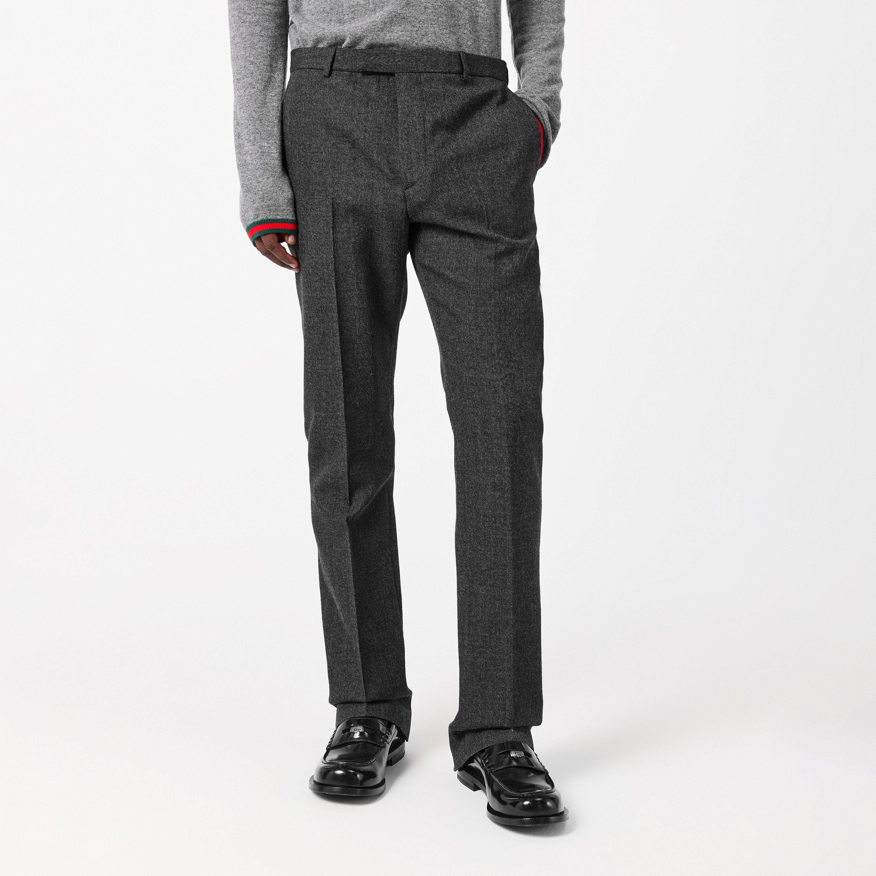Grey - Gucci - Men's Wool Straight Leg Trousers - 3