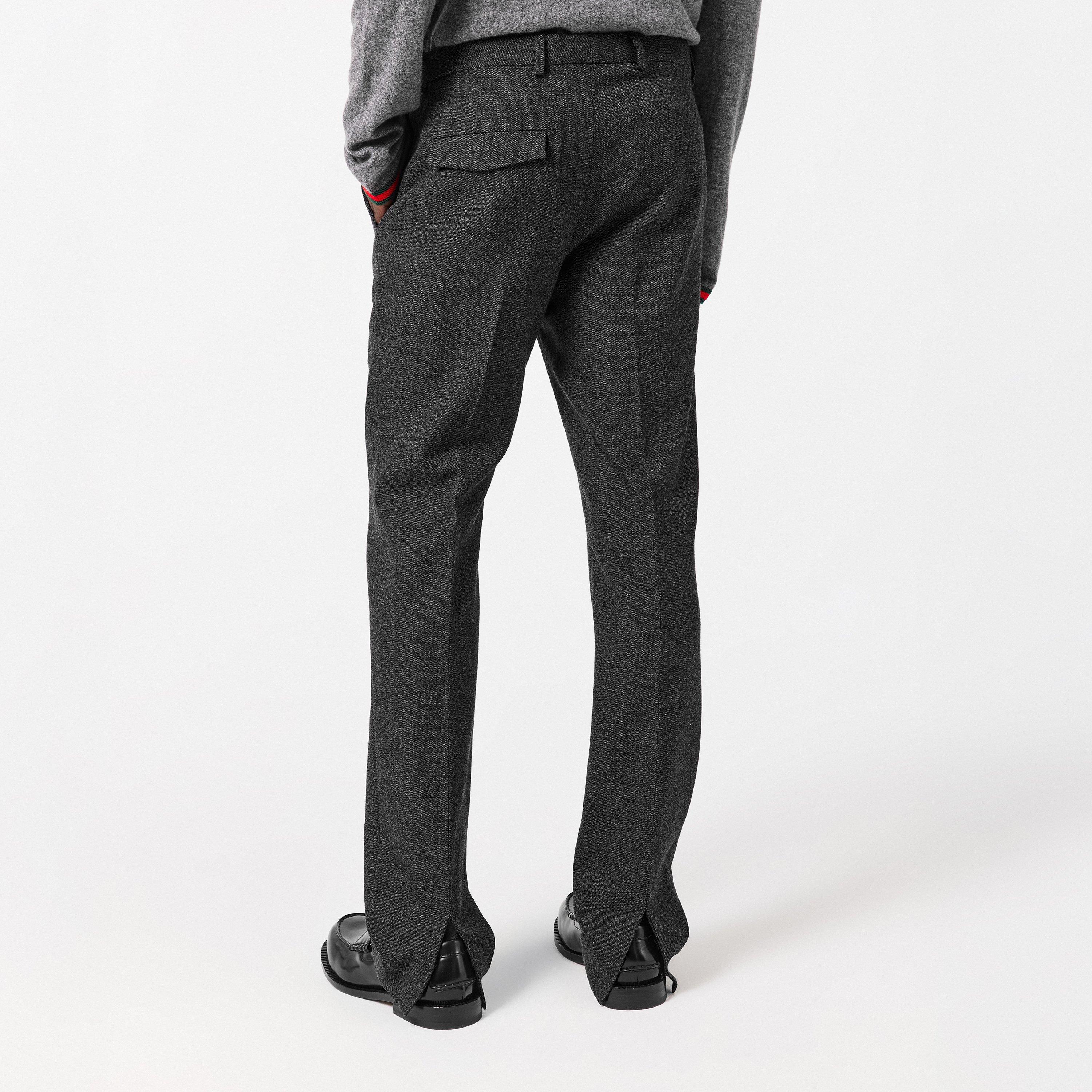 Grey - Gucci - Men's Wool Straight Leg Trousers - 4