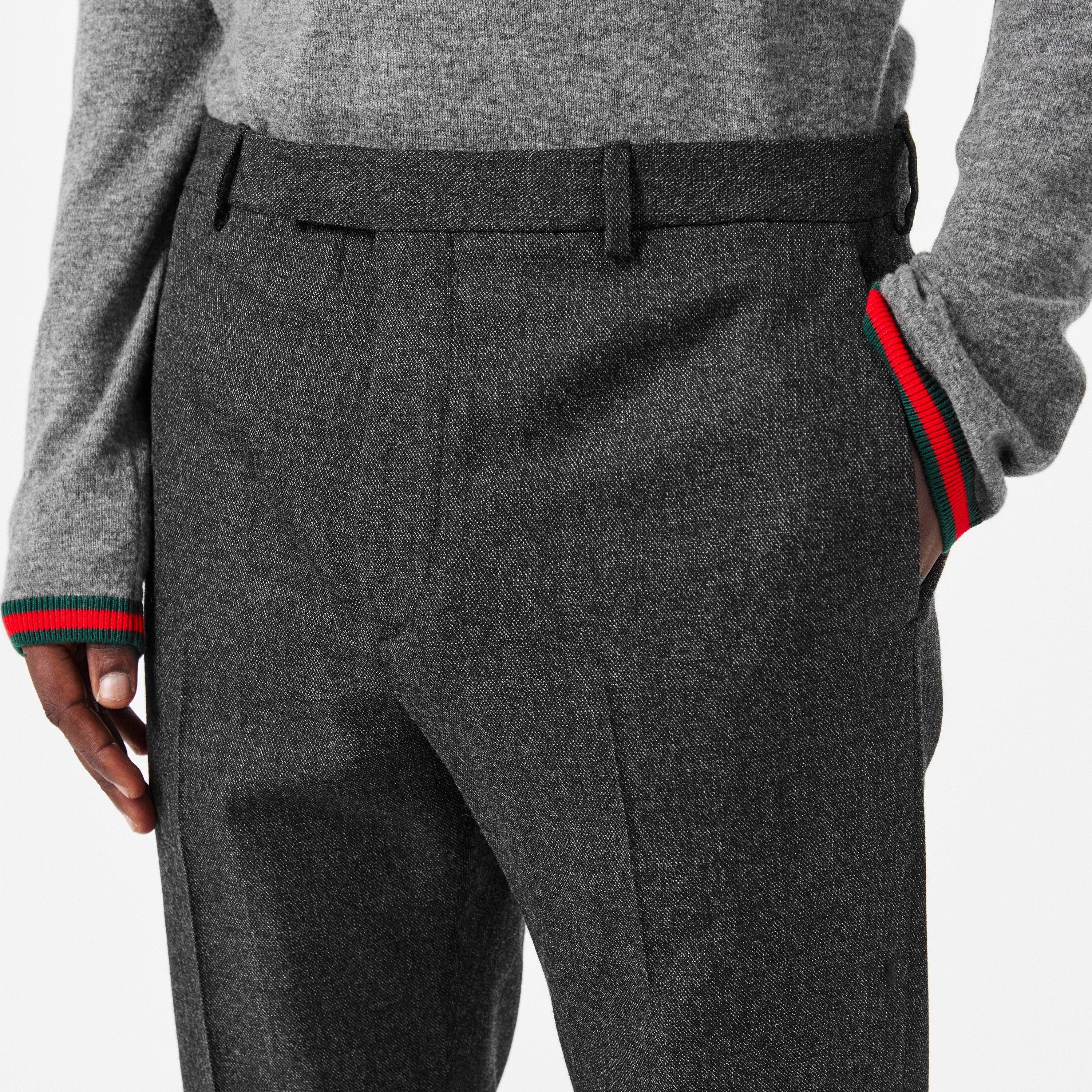 Grey - Gucci - Men's Wool Straight Leg Trousers - 5