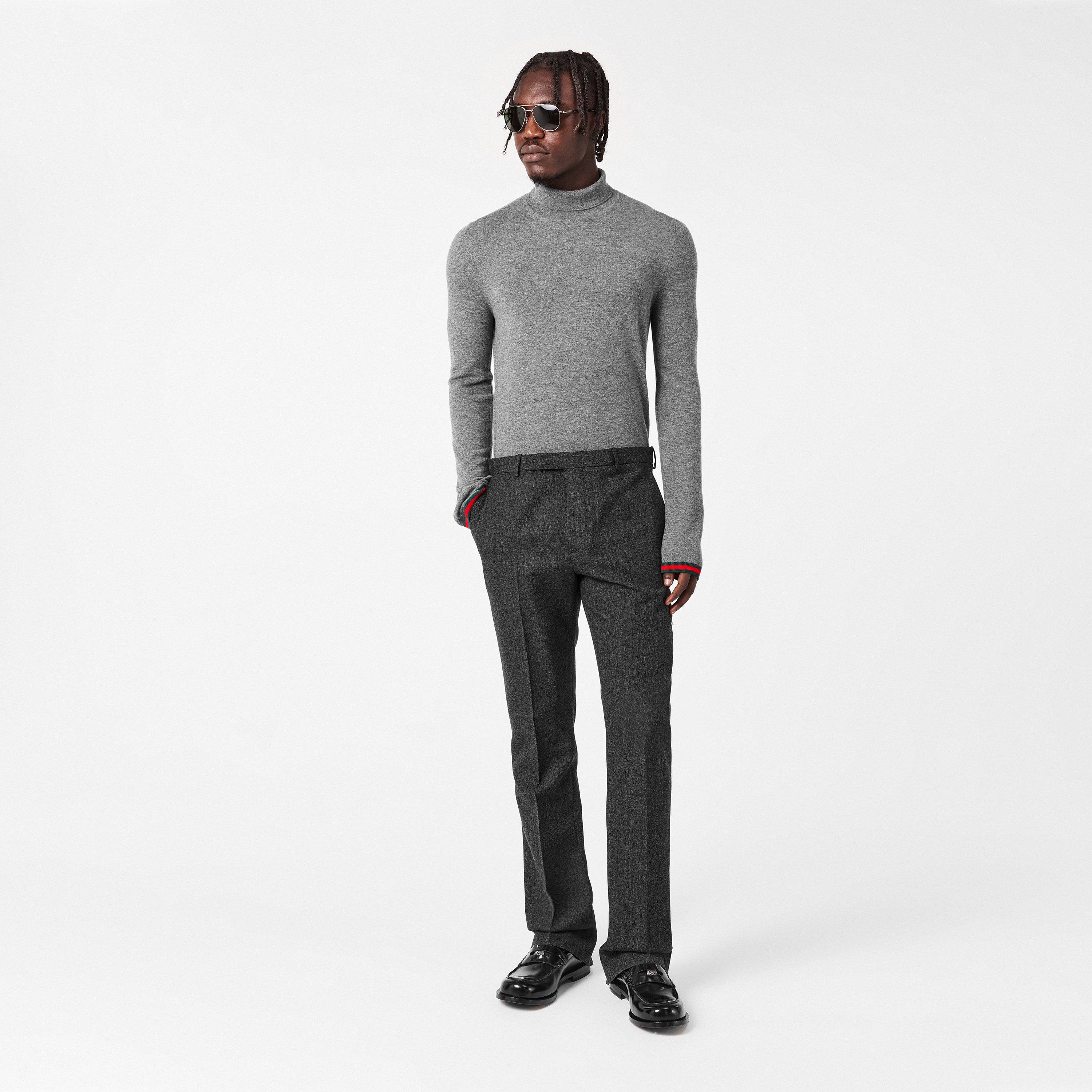 Grey - Gucci - Men's Wool Straight Leg Trousers - 6