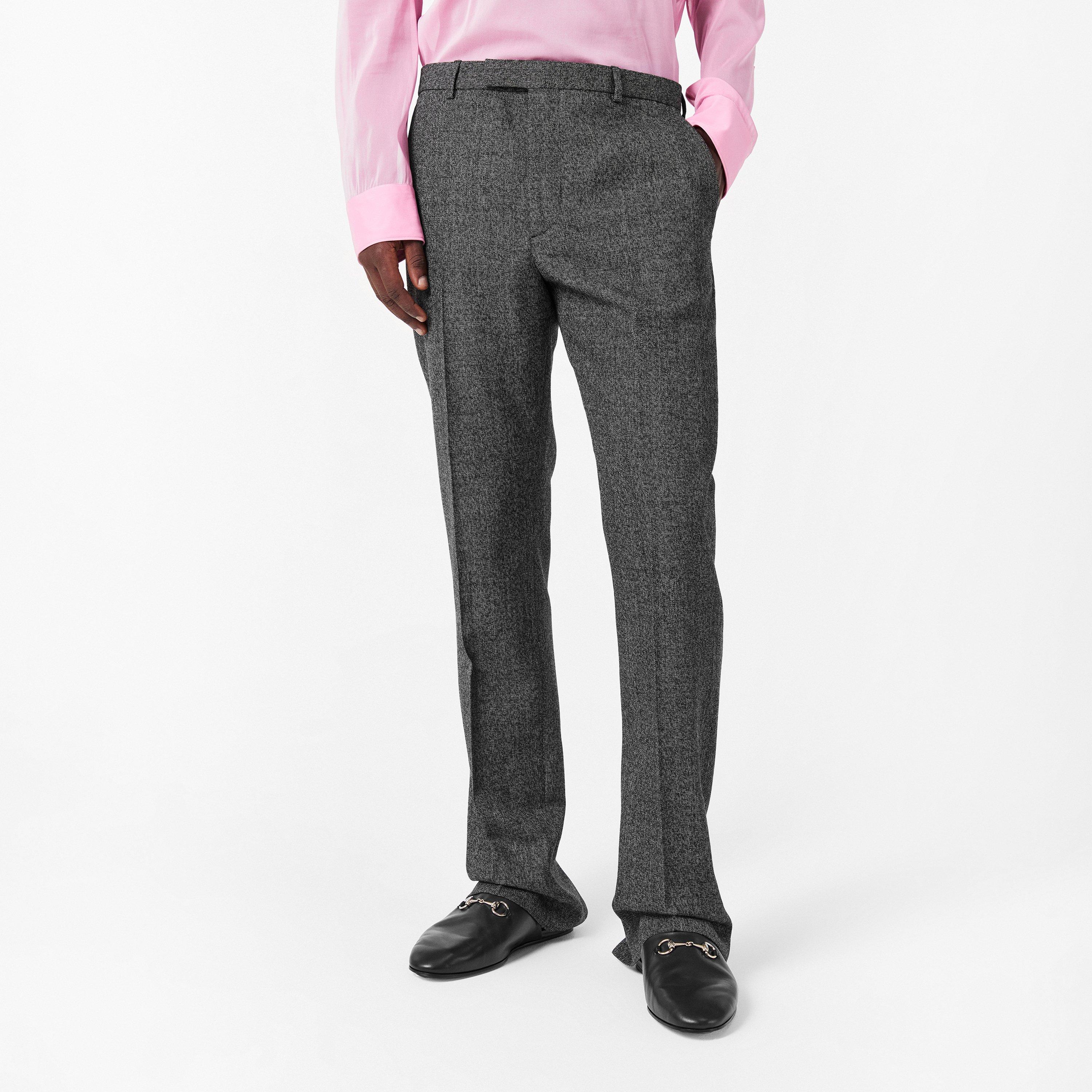 Black - Gucci - Men's Wool Straight Leg Trousers - 3