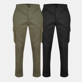 Threadbare TB Cargo Trousers 2 Pack Set Mens