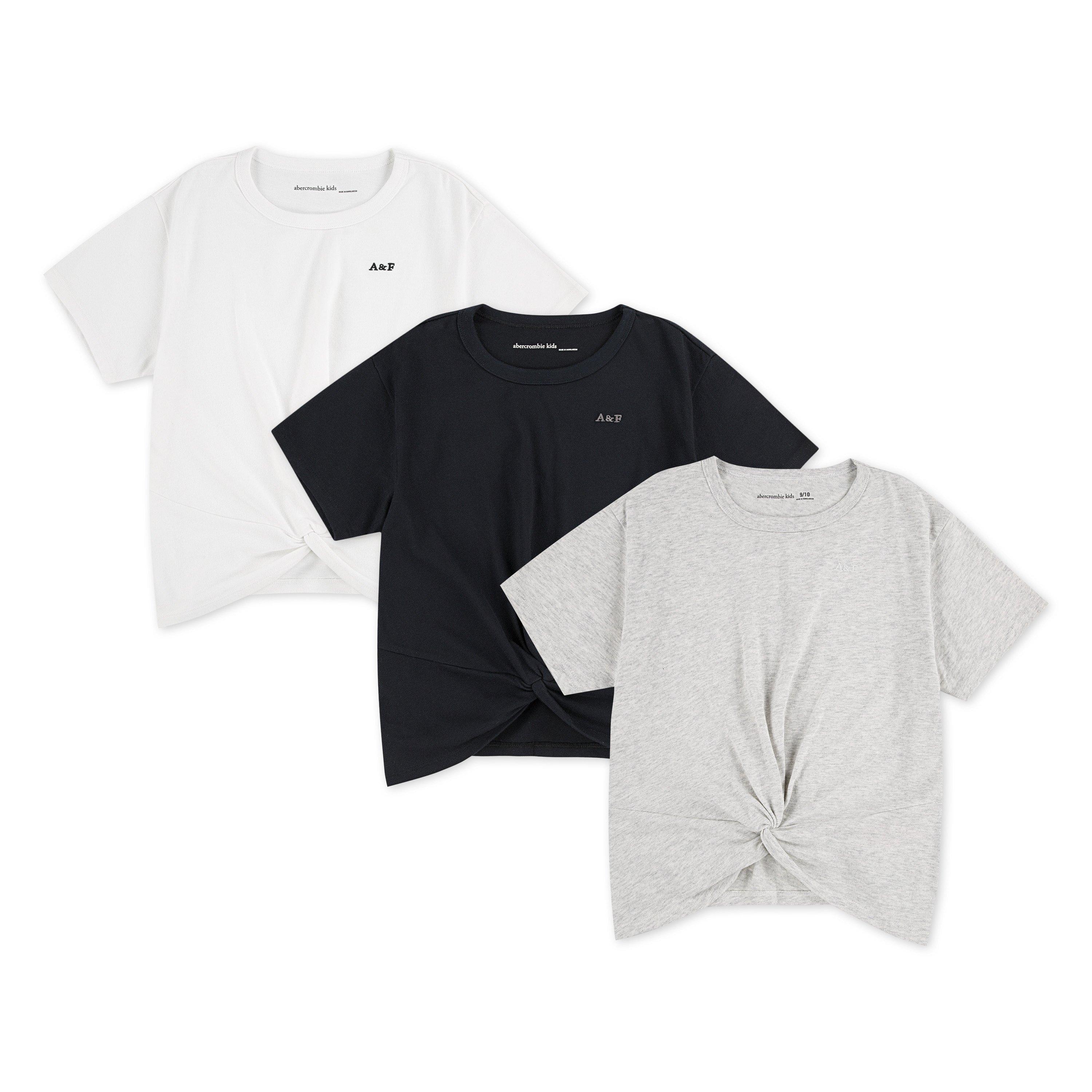 Abercrombie And Fitch Girls Kids' Tie T-Shirt Cotton Set - Light Grey Gh3 - 15-16Y