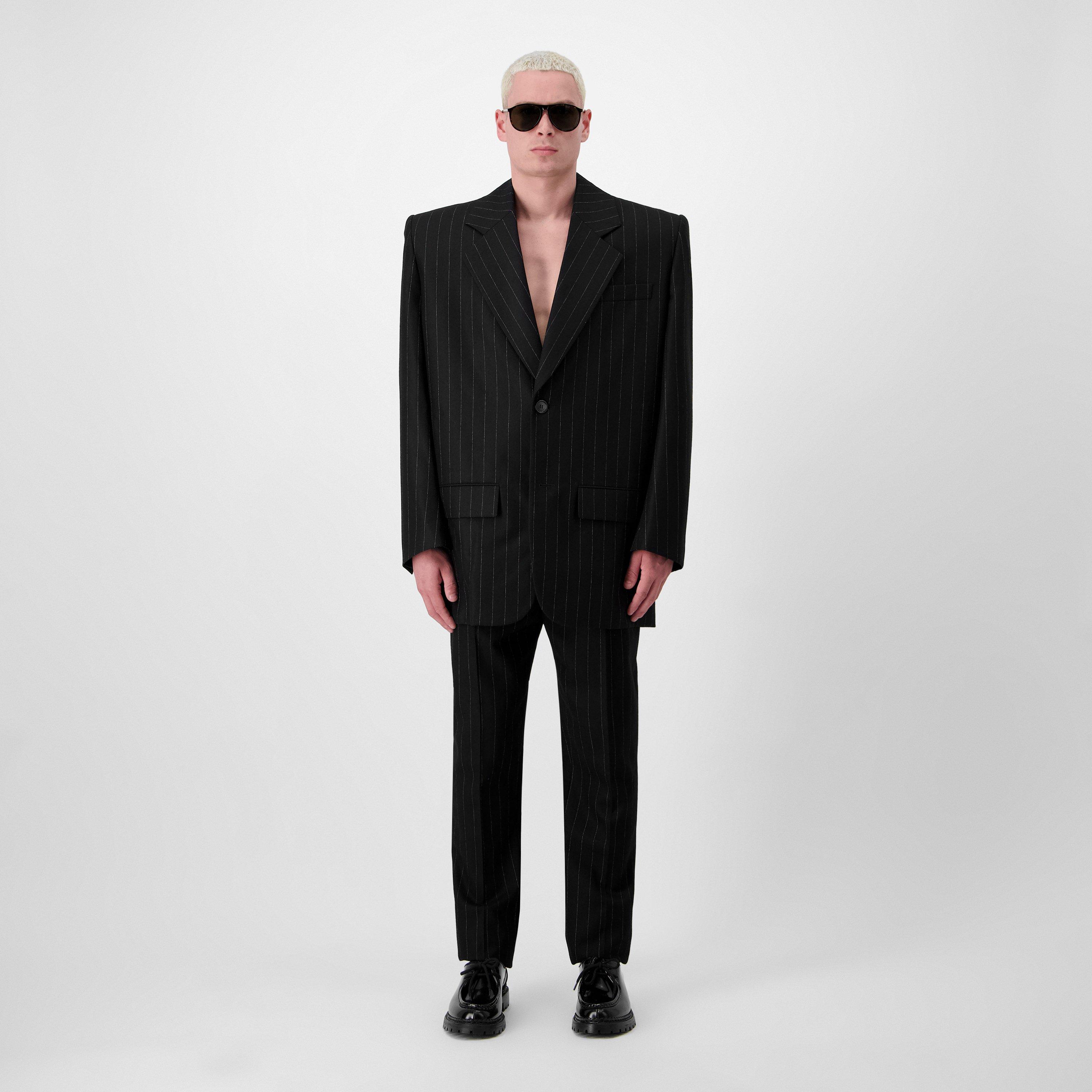 Noir Craie - Saint Laurent - Men's Tuxedo Skinny Trousers - 4