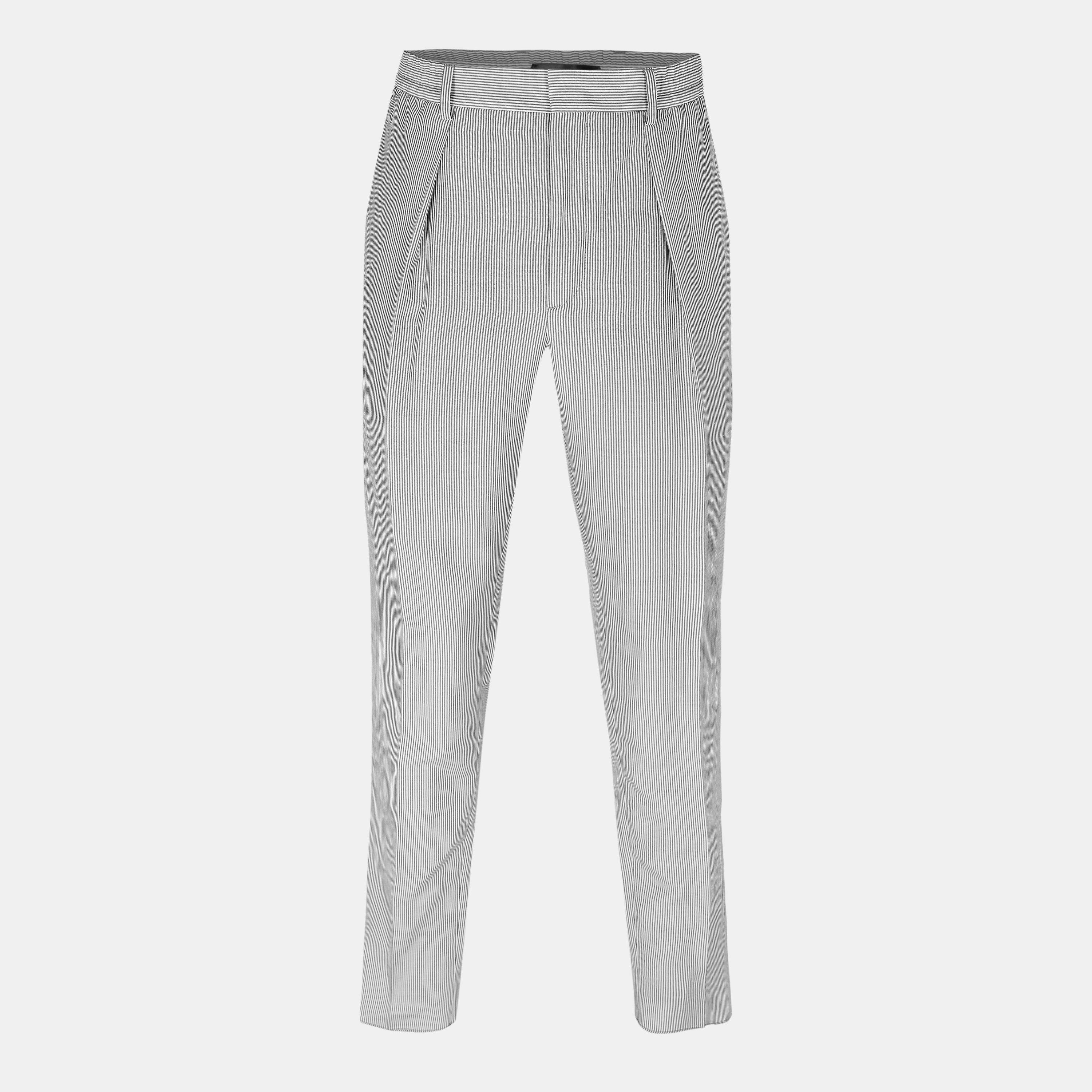Grey - Fendi - Tapered-Leg Striped Trousers - 1