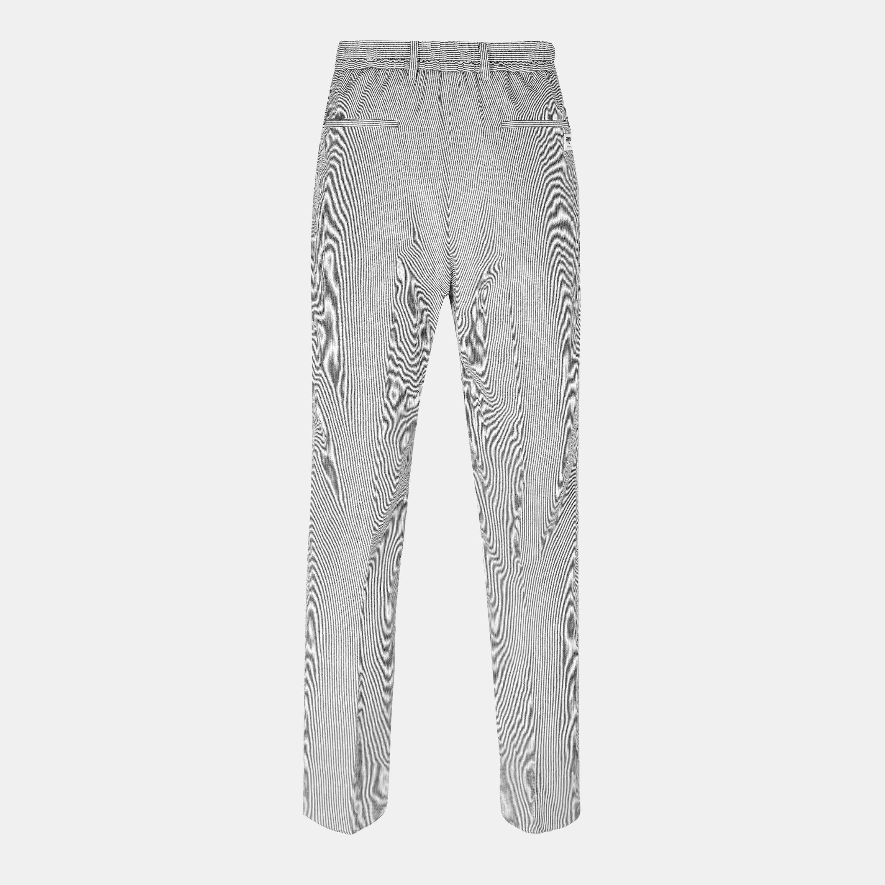 Grey - Fendi - Tapered-Leg Striped Trousers - 2