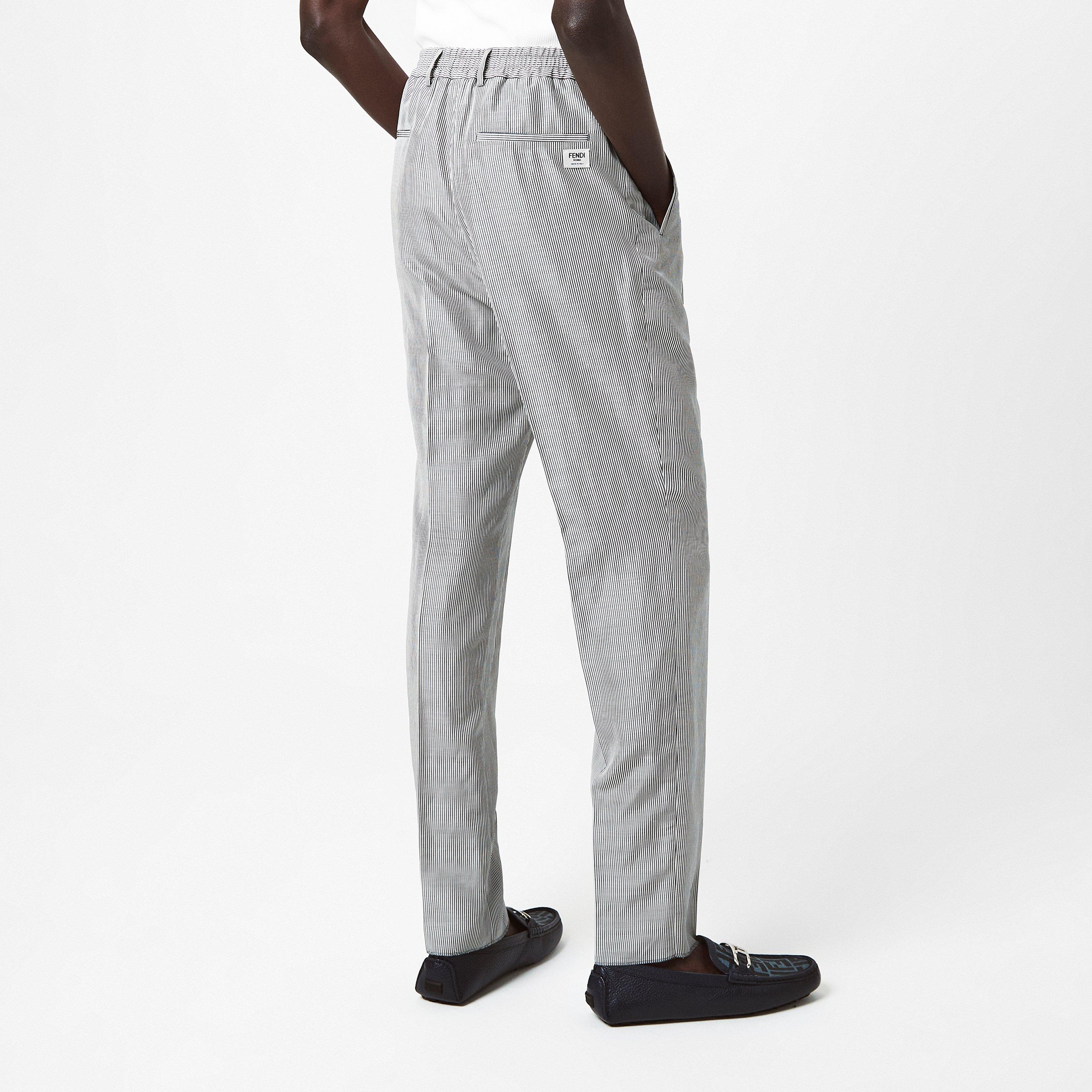 Grey - Fendi - Tapered-Leg Striped Trousers - 4