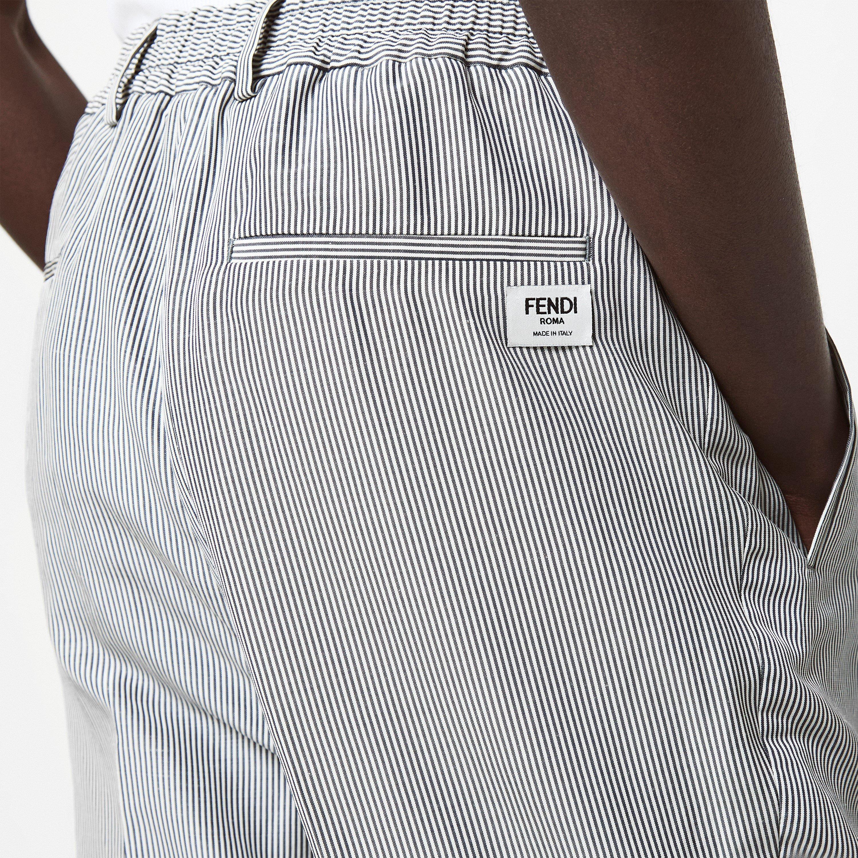 Grey - Fendi - Tapered-Leg Striped Trousers - 5