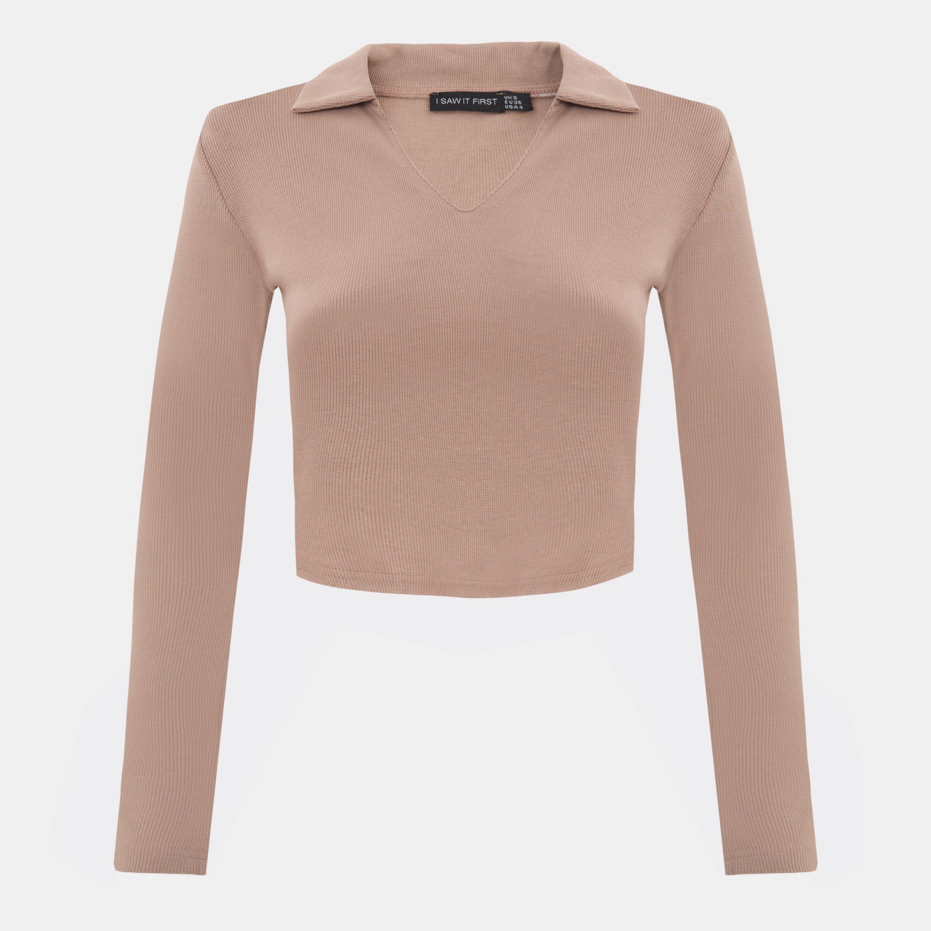 Mocha - I Saw It First - Long Sleeve Collared Top - 1