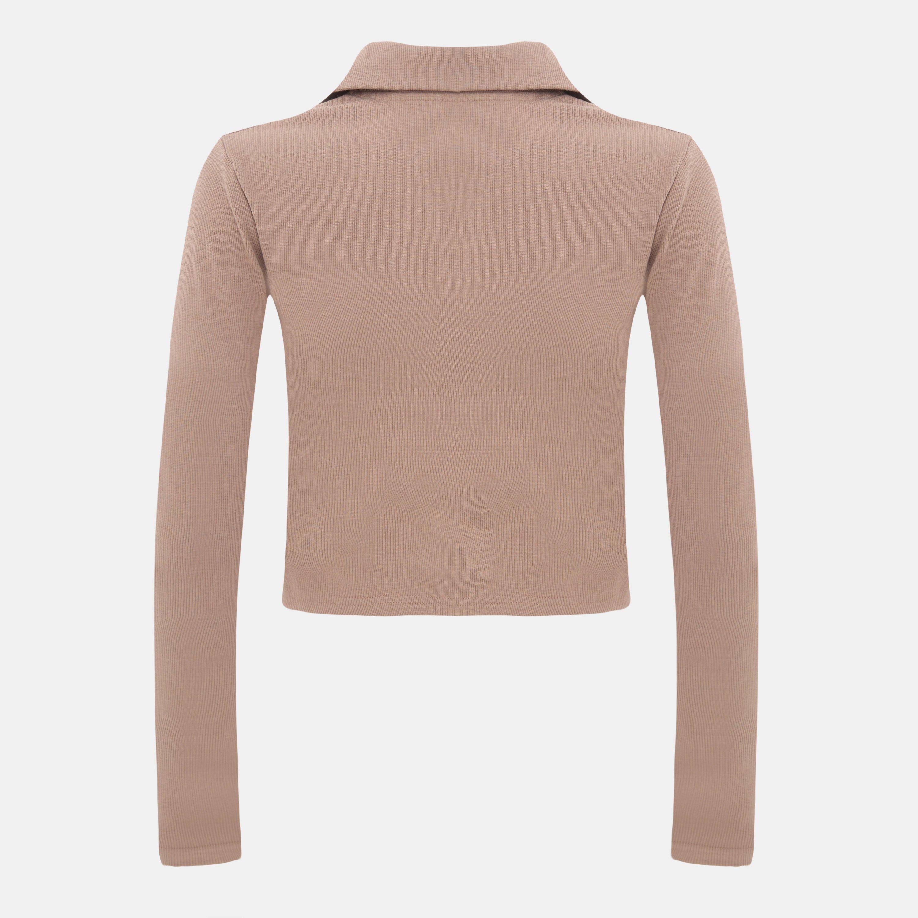 Mocha - I Saw It First - Long Sleeve Collared Top - 2